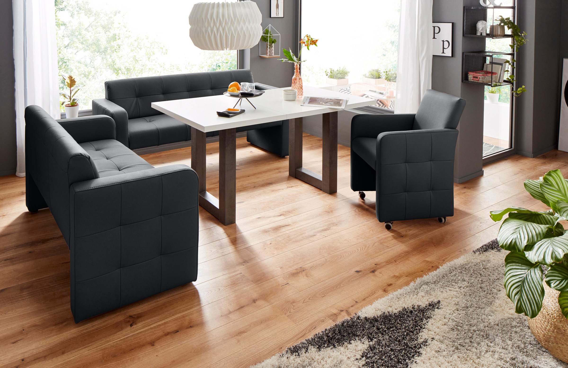 exxpo - sofa fashion Sessel »Barista Clubsessel auf Rollen, schmale Armlehnen, aktuelles Design«, bequem und komfortabel, Breite 61 cm