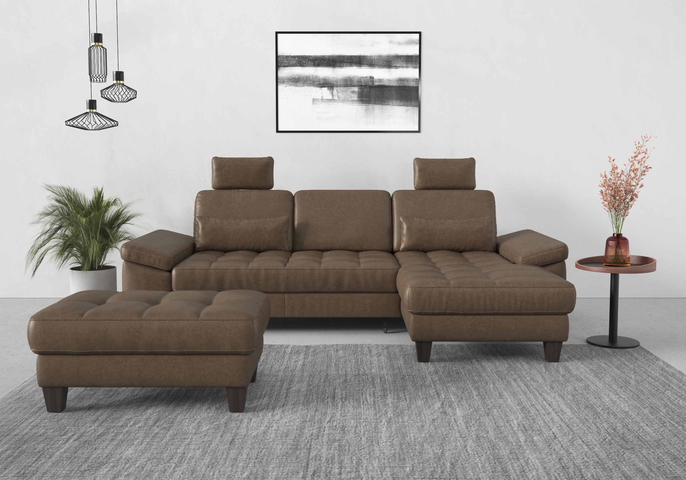 sit&more Ecksofa »Westham L-Form«, Recamiere, mit oder ohne Bettfunktion, Bettkasten, Füße wengefarben