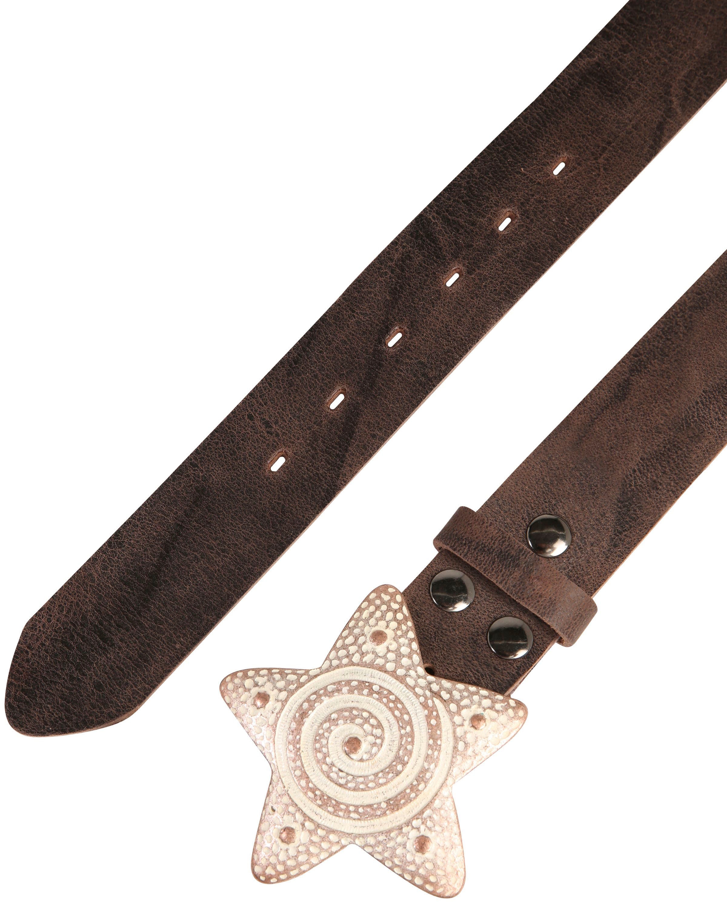 Rettungsring Gürtel Ledergürtel mit Koppelschließe im Stern-Design