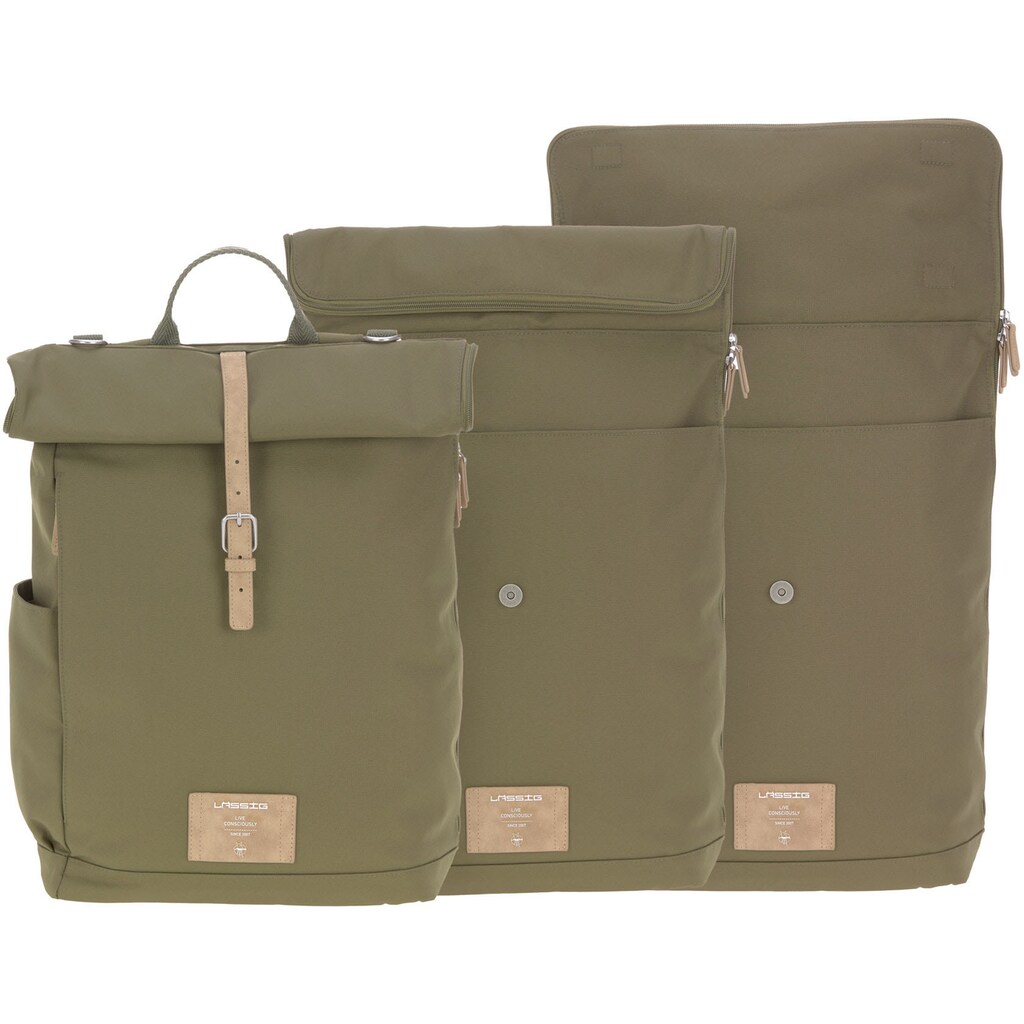 LÄSSIG Wickelrucksack »Green Label, Rolltop, Olive«, PETA-approved vegan; zum Teil aus recyceltem Material