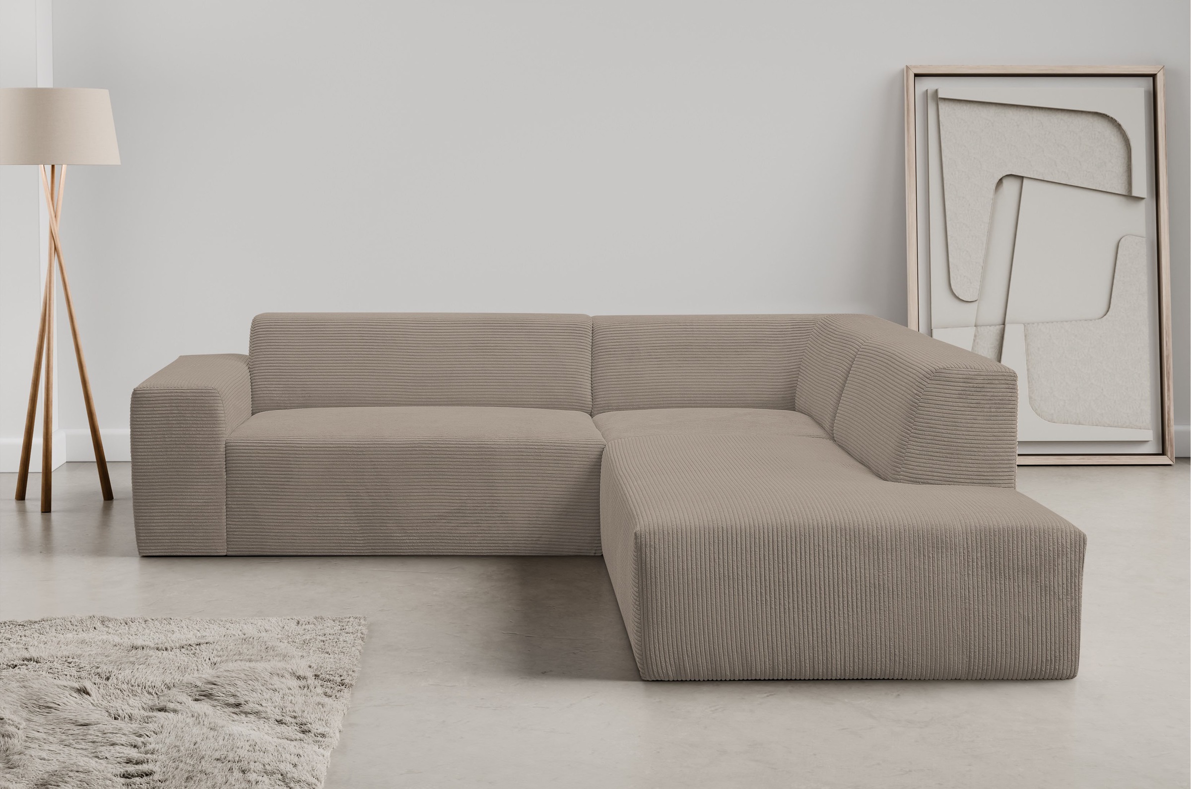 WERK2 Ecksofa »Zeus-M, tolles Sofa mit schönen Details, L-Form«, Curvy Tren günstig online kaufen