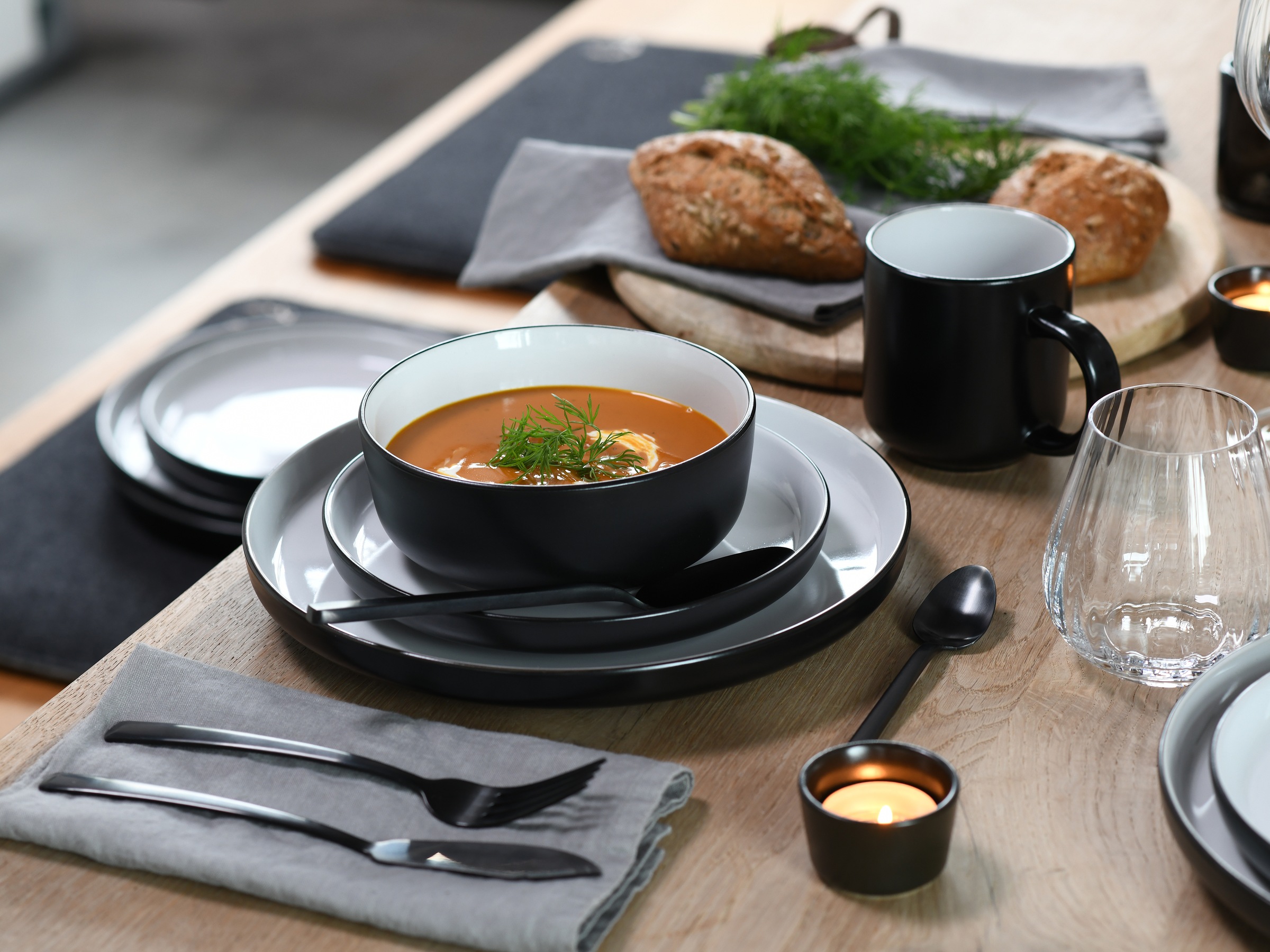 CreaTable Kombiservice »Nordic Cool Black, Kombi-Set 16-tlg« Scandi-Style günstig online kaufen