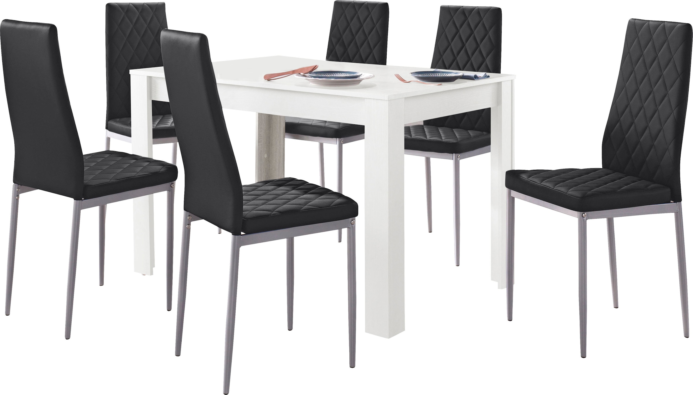 INOSIGN Essgruppe, (Set, 5 tlg.), mit Tisch in Weiß, Breite 120 cm online  kaufen