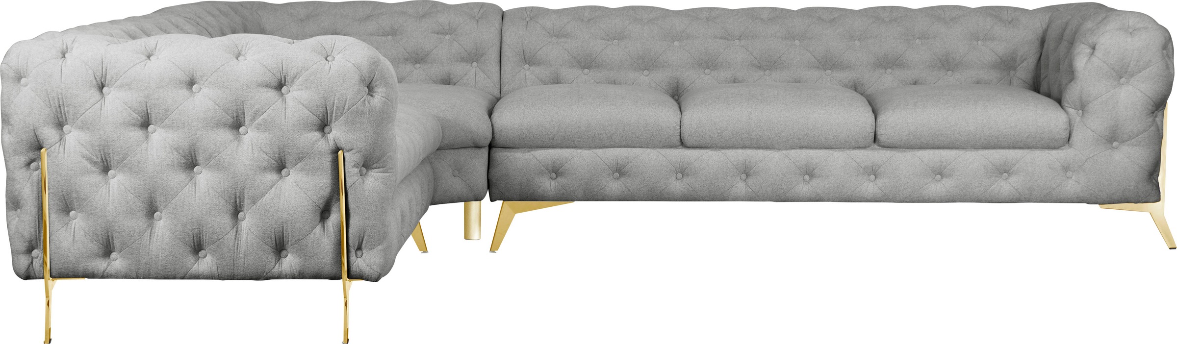 Leonique Chesterfield-Sofa »Amaury L-Form«, großes Ecksofa, Chesterfield-Optik, Breite 323 cm, Fußfarbe wählbar