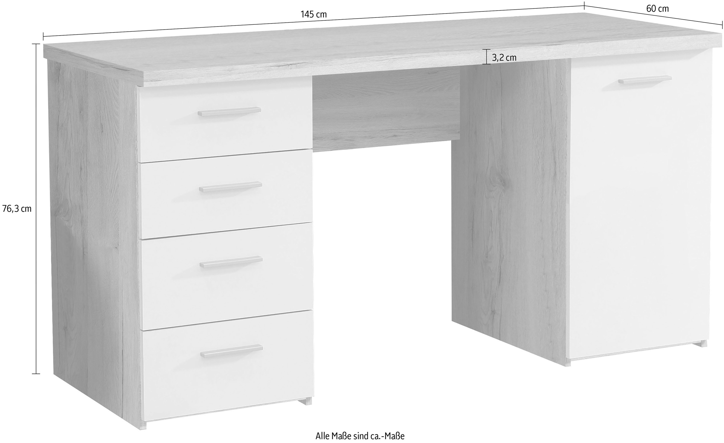 FORTE Schreibtisch »Netta«, Breite 145 cm, mit Schubladen