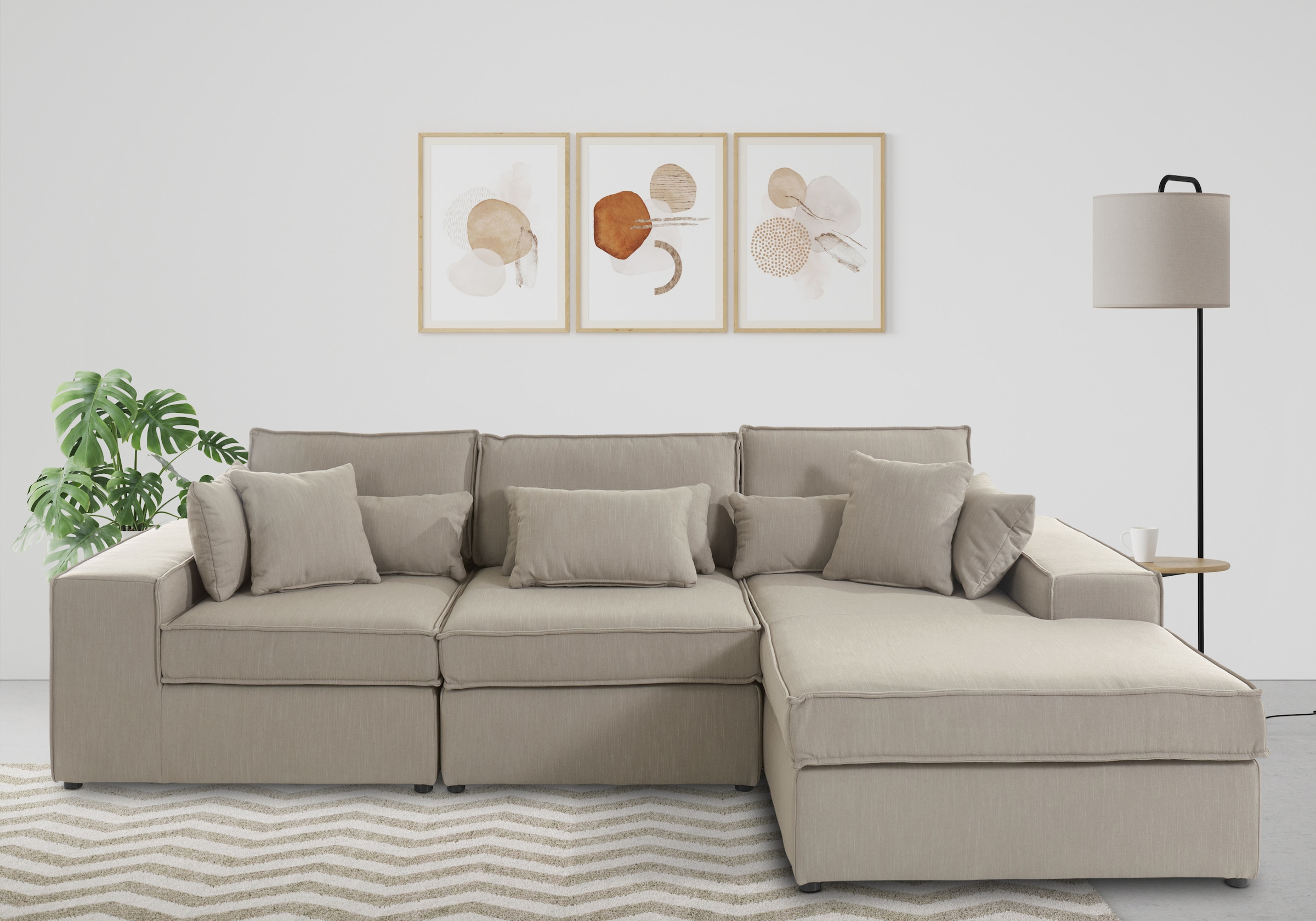 OTTO home Ecksofa »Florid L-Form« 3 Teile, bestehend aus Modulen, viele Bez günstig online kaufen