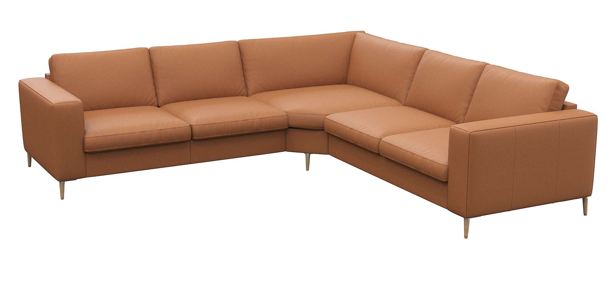 FLEXLUX Ecksofa »Fiore, gleichschenklig, super Sitzkomfort durch Kaltschaum im Sitz«, breite Armlehnen, Füße Alu+ Eiche, L-Form