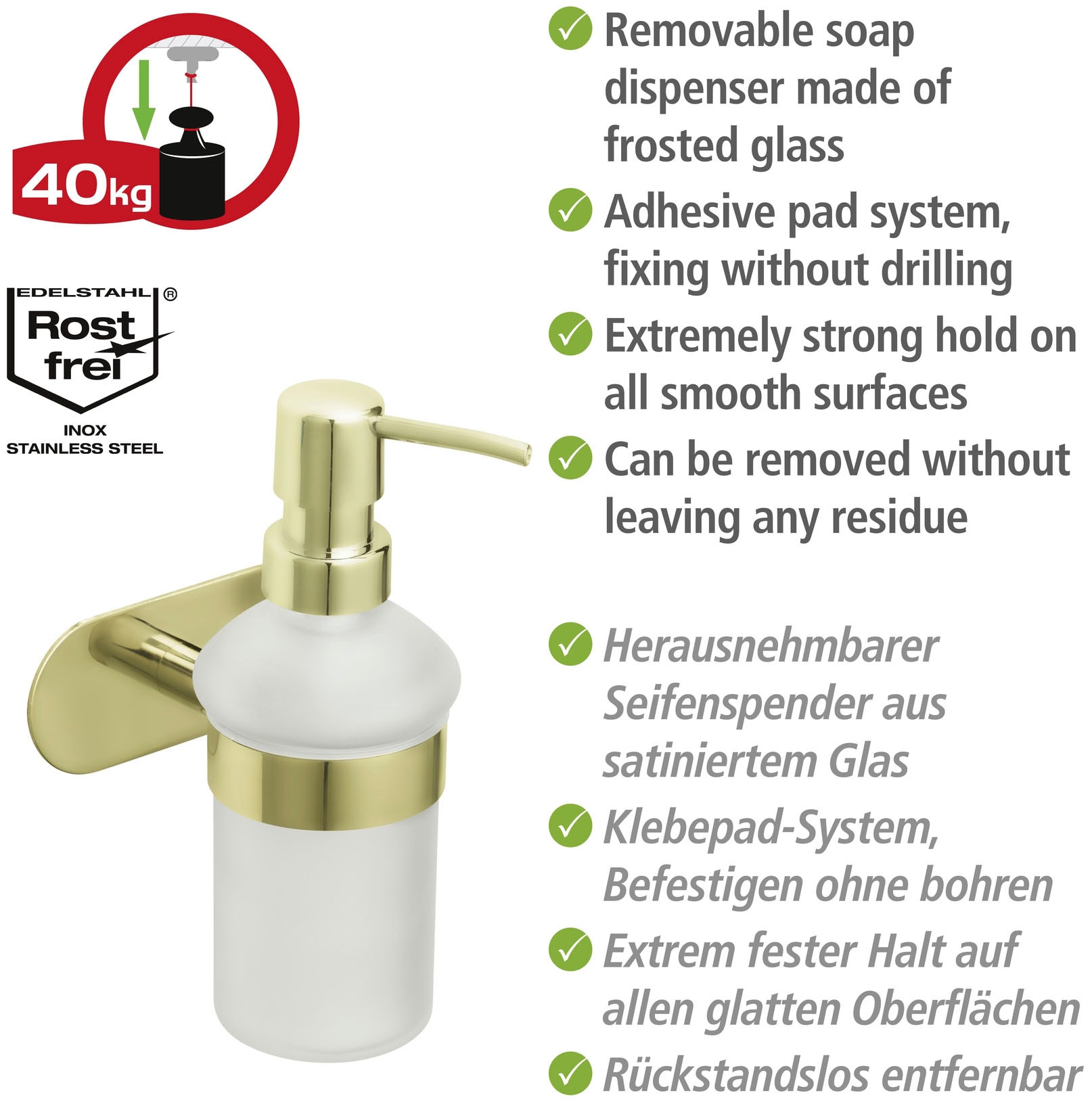 WENKO Seifenspender »Turbo-Loc® Orea«, Halter aus Edelstahl