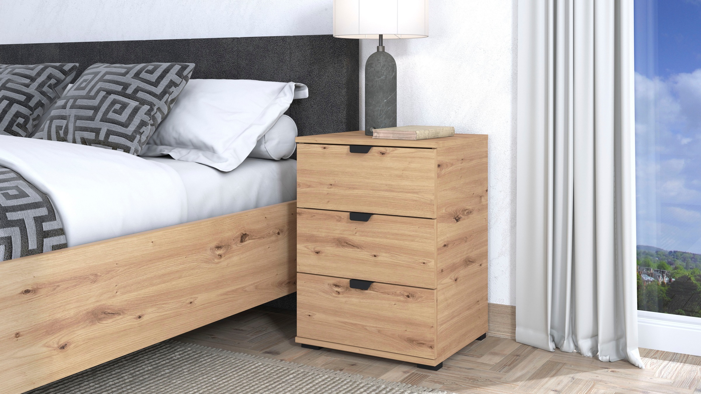 INOSIGN Nachtkommode »Duero« mit 3 Schubkästen, Breite 45 cm günstig online kaufen