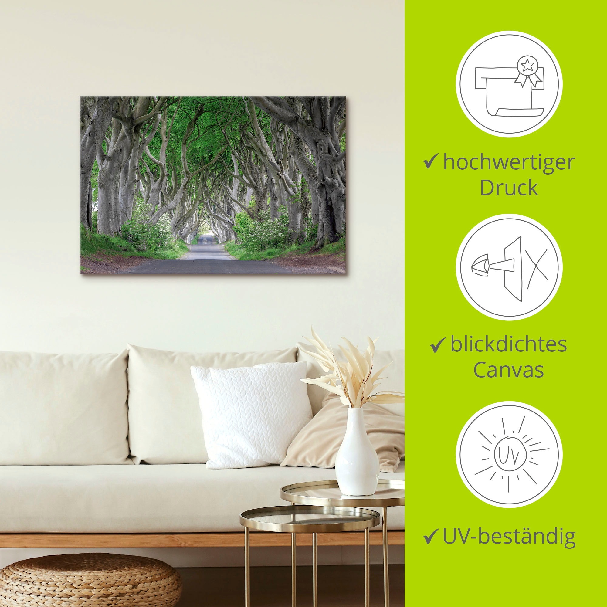 Artland Wandbild »Straße durch den Zauberwald«, Waldbilder, (1 St.), als Alubild, Outdoorbild, Leinwandbild in verschied. Größen