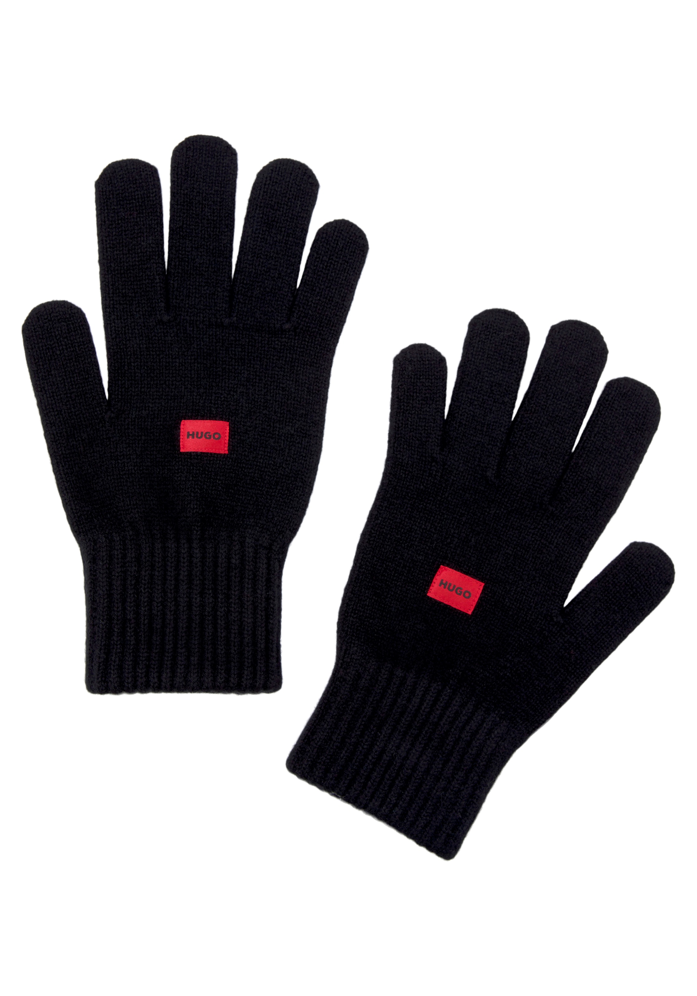 Markenlabel kontrastfarbenem 3«, mit Handrücken HUGO online bei Strickhandschuhe beiden »Waff auf