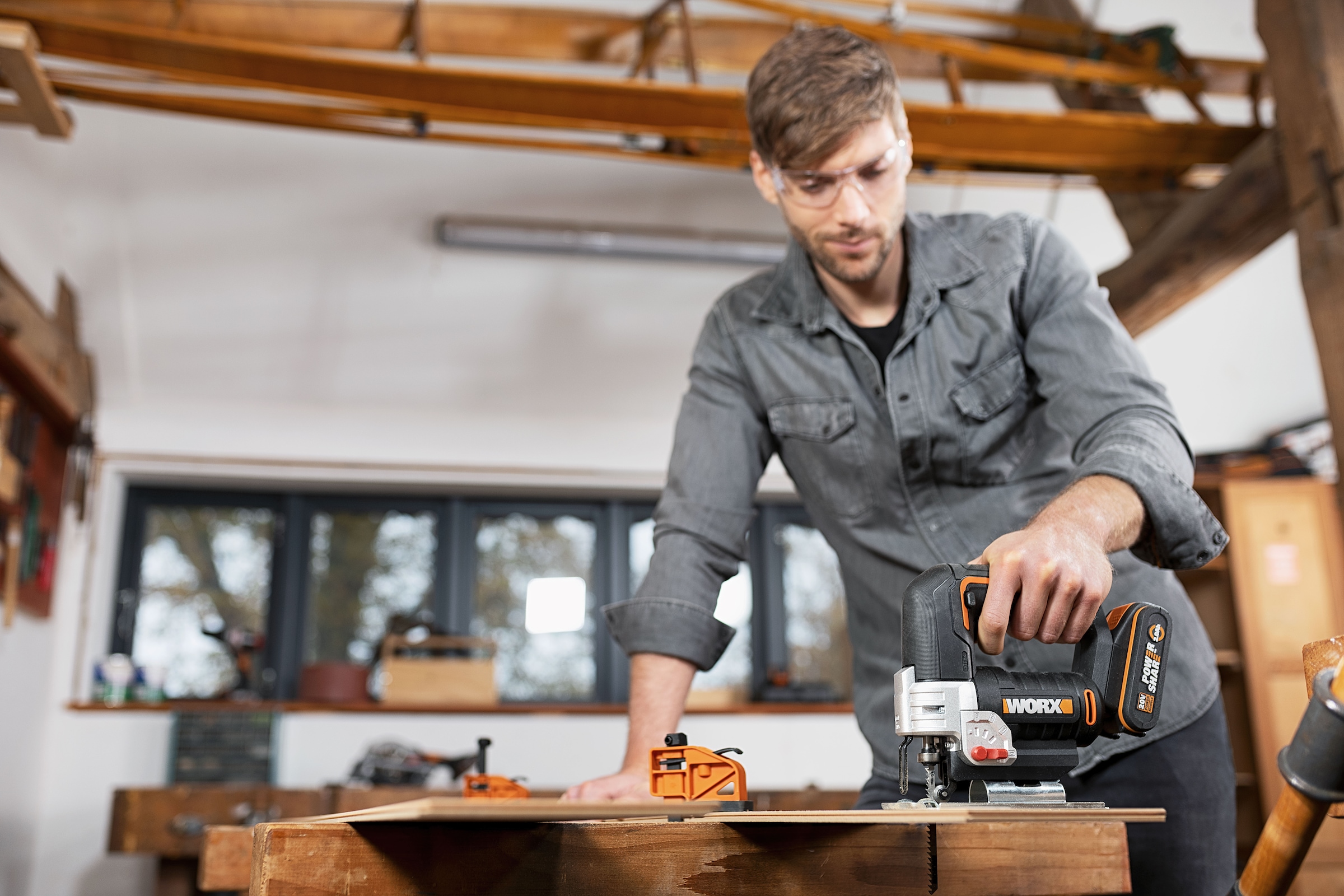 Worx Akku-Stichsäge »WX543.9«, mit Absaug-Adapter, 45° Gehrungsschnitte, ohne Akku & Ladegerät