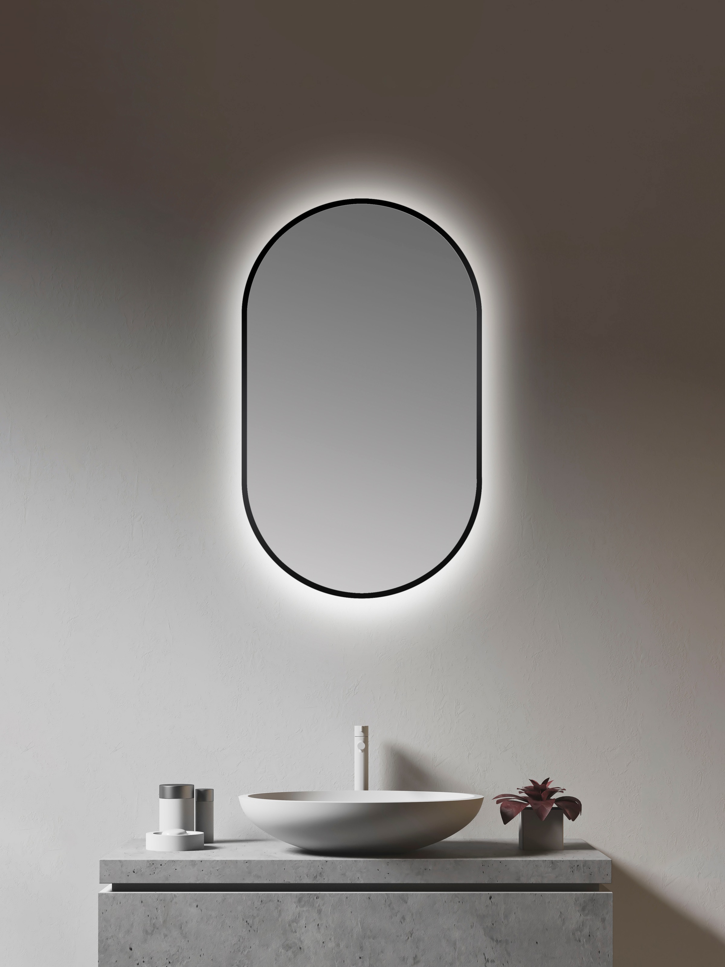 Talos Dekospiegel »LED Design Spiegel oval schwarz, 45x75 cm«, (1 St.), LED günstig online kaufen