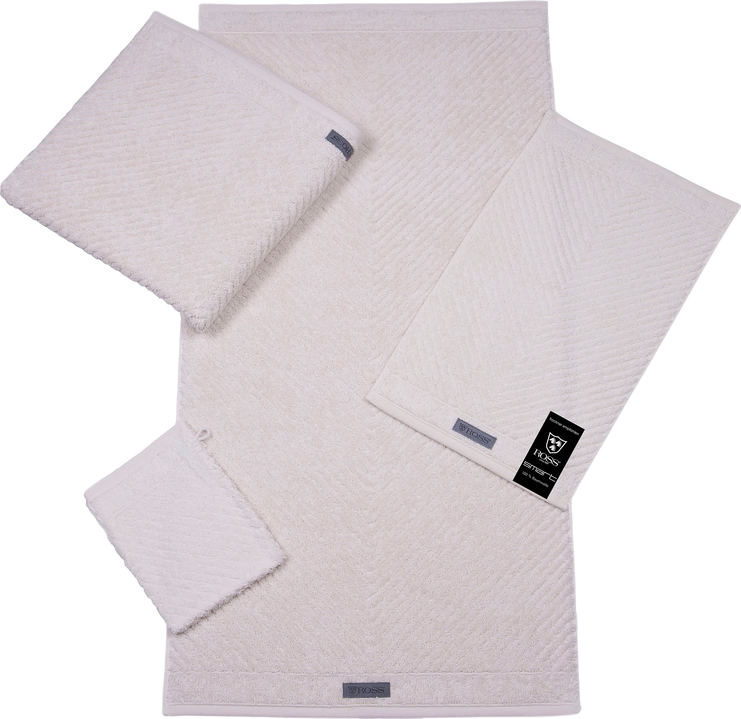 ROSS Handtuch »Smart«, (2 St.), Uni-Rippe mit Velourslabel bequem und  schnell bestellen