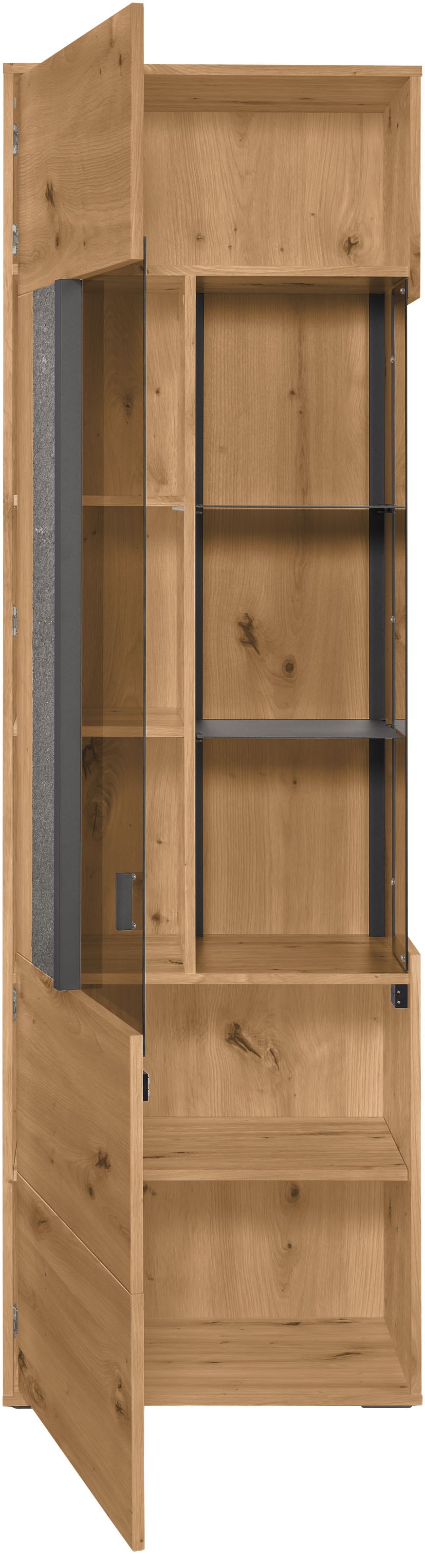 set one by Musterring Vitrine »Deltona«, mit Sandsteinelement, inkl. Beleuchtung, zwei Farben, B64 x H204 cm