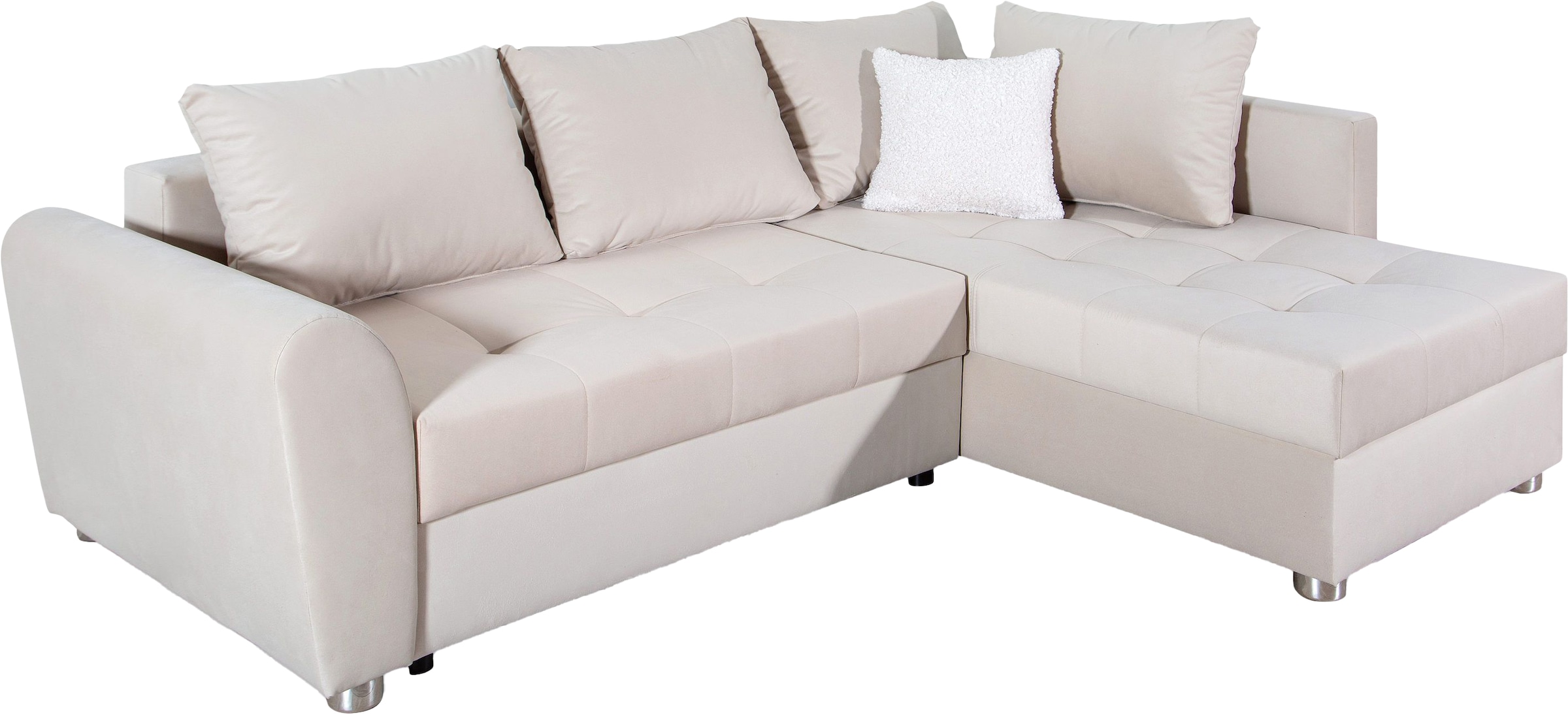 COLLECTION AB Ecksofa »JANA«, Ecksofa,Bettfunktion,Bettkasten,Bonnelfederkern,Rückenkissen