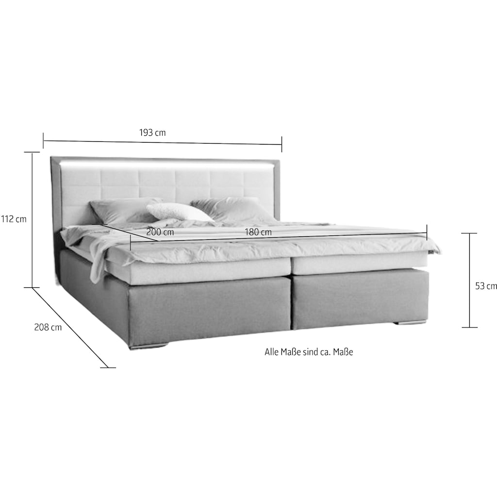 COLLECTION AB Boxspringbett »30 Jahre Jubiläums-Modell Athena«, in H2,H3 & H4, inkl. Topper, inkl. LED-Leiste