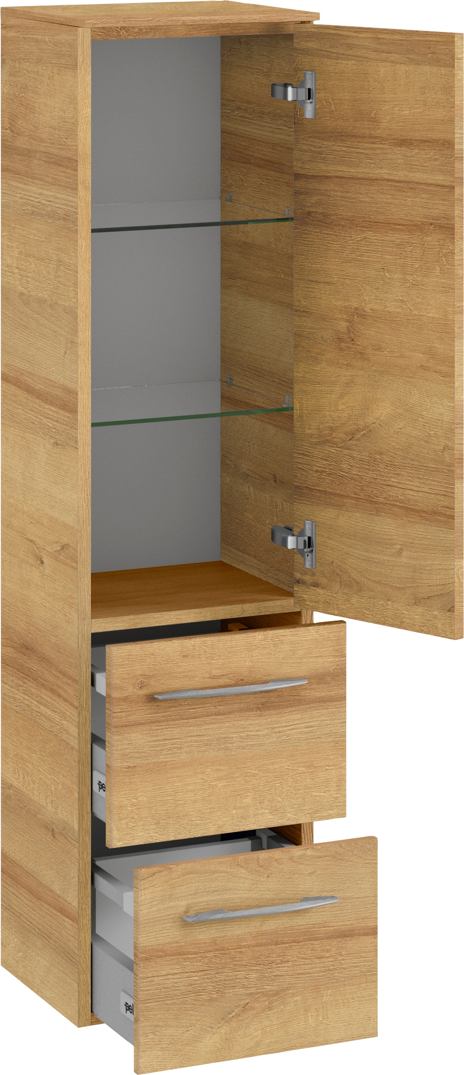 Saphir Badmöbel-Set »Cassca Sprint 4-teilig Mineralmarmor-Waschtisch mit LED-Spiegelschrank«, (5 St.), Midischrank, Unterschrank, inkl. Türdämpfer, 7 Türen, 5 Schubladen