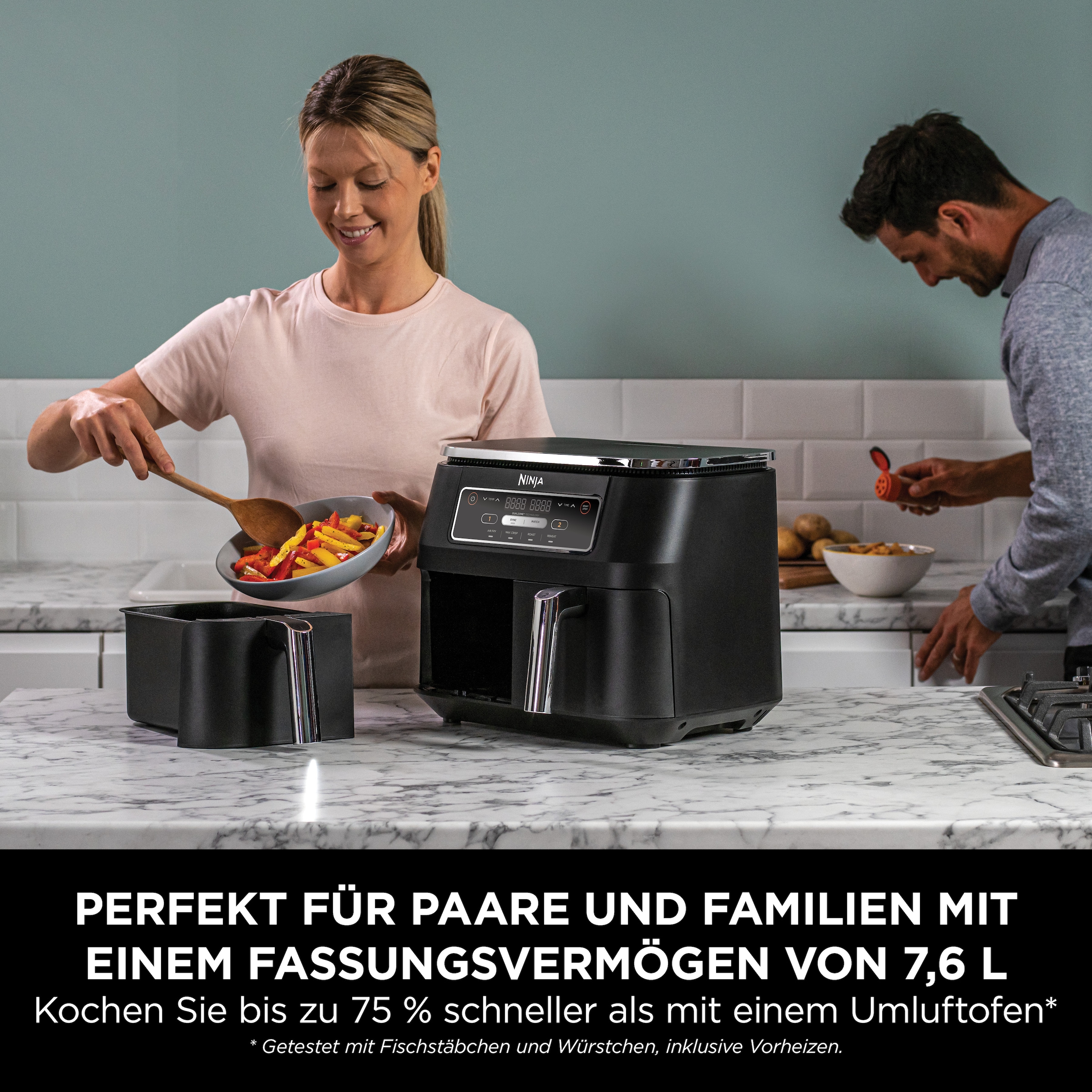 NINJA Heißluftfritteuse »AF200EU Ninja Foodi«, 2400 W, 4-in-1 Dual Zone, 7,6 L