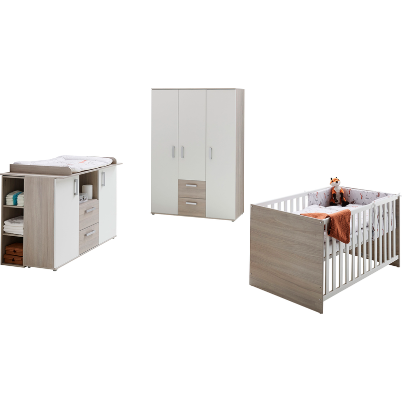 HOME AFFAIRE Babyzimmer-Komplettset »Geert« Set, Kinderbett, Regal, Schrank, Wickelkommode, 4 Stk. tlg. Made in Germany; mit Kinderbett, Regal,...