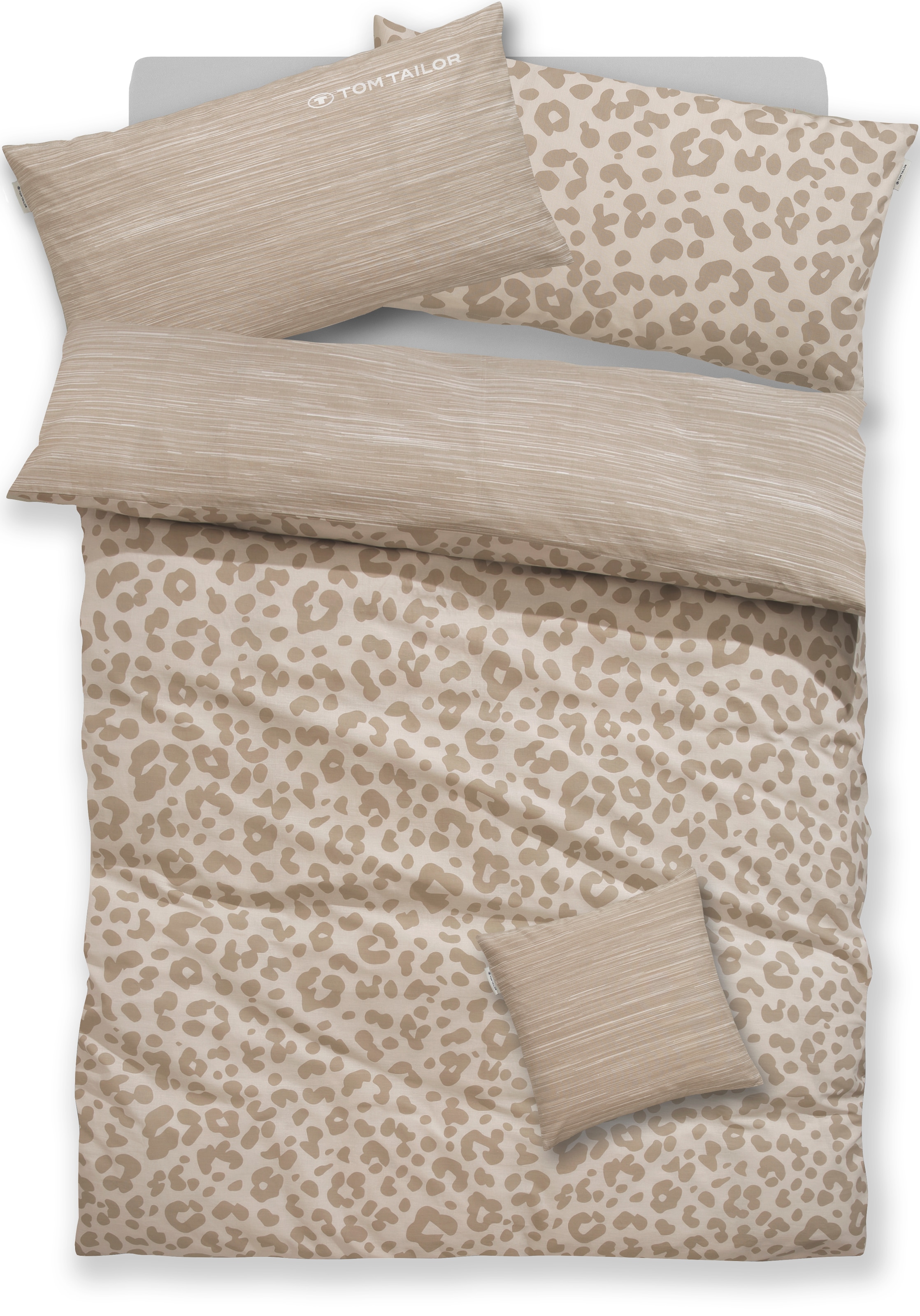 TOM TAILOR HOME Bettwäsche »Ellja in Gr. 135x200 oder 155x220 cm, Leo Design, Bettwäsche-Set« 3 Stk. 100% Baumwolle, Animal Print, Marken-Bettwäsche mit Reißverschluss