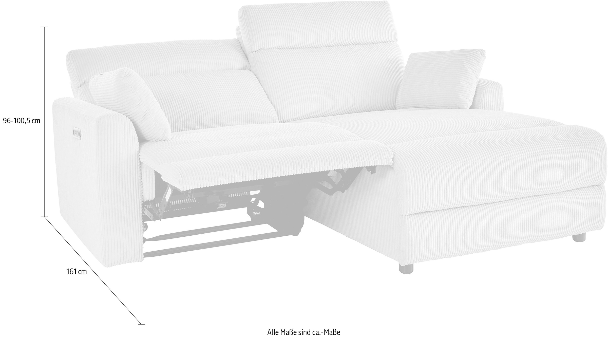 OTTO home »JENNA L-Form,  209cm - OTTO. Verlässliche Qualität.« manuelle o. elektrische Relaxfunktion, USB A/C, weicher Sitz, Cord.