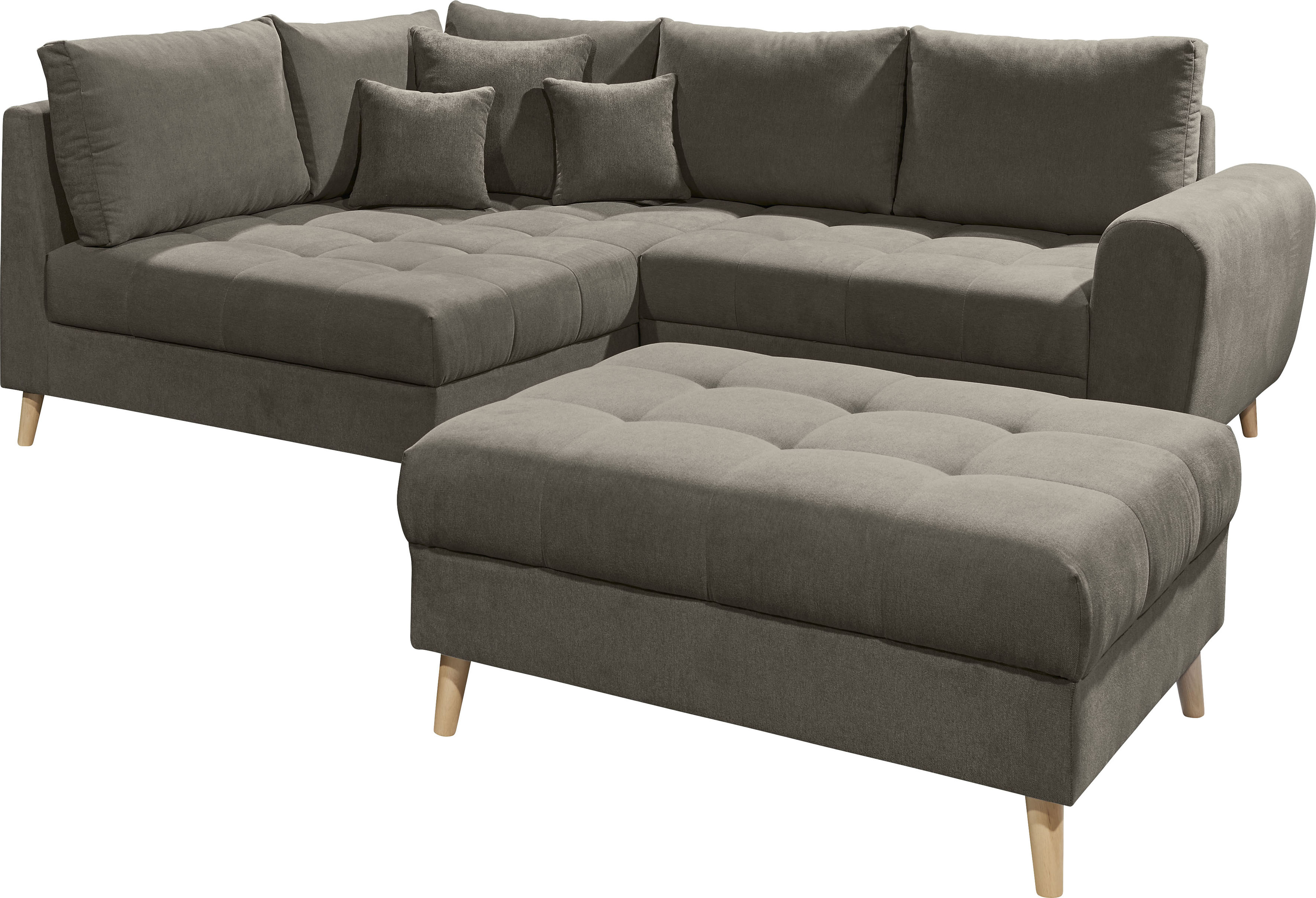 ED EXCITING DESIGN Ecksofa »Alice L-Form« mit Hocker & 3 Zierkissen günstig online kaufen