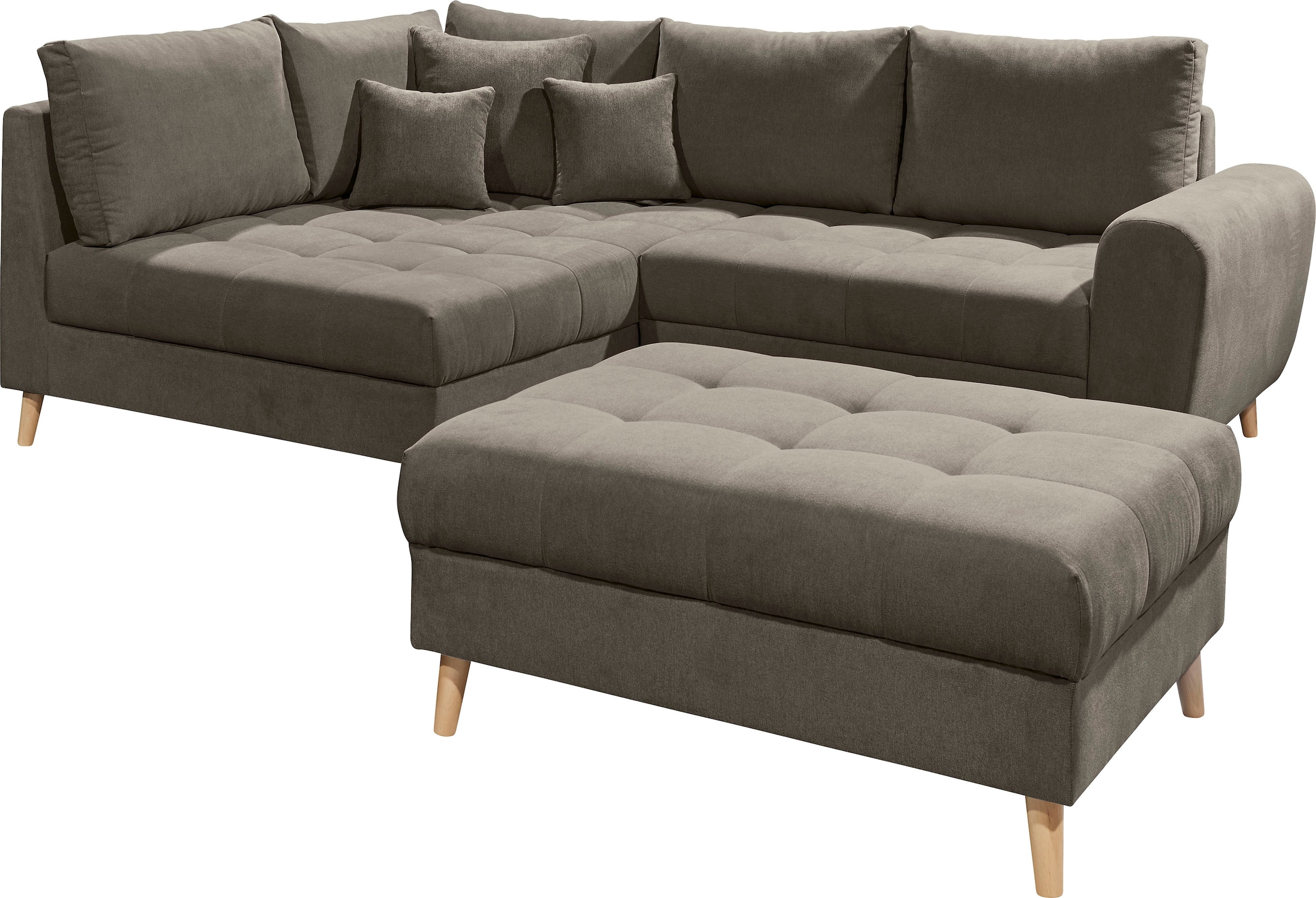 ED EXCITING DESIGN Ecksofa »Alice L-Form«, (Set), mit Hocker & 3 Zierkissen günstig online kaufen
