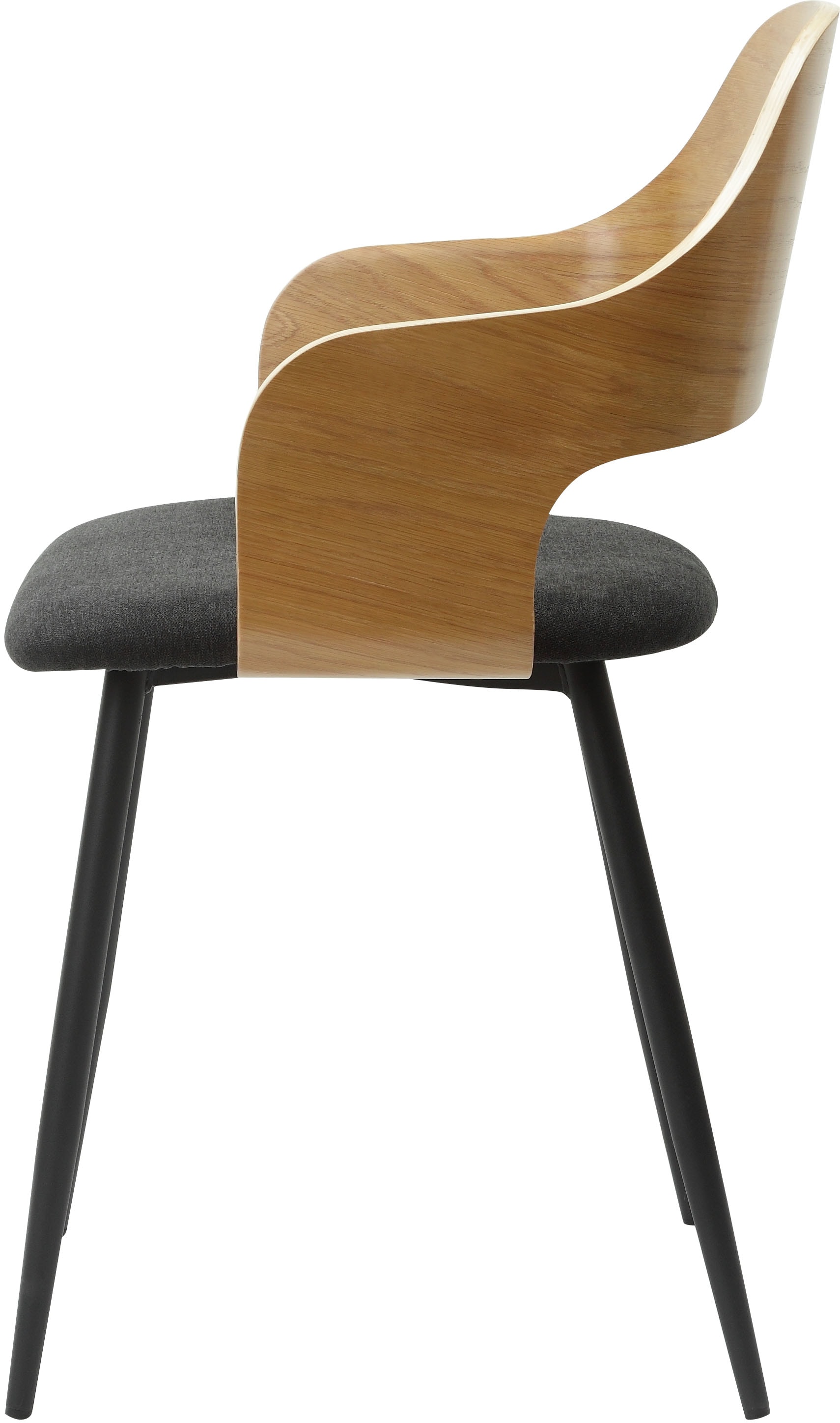 Home affaire Esszimmerstuhl »Belleville« (Set) 2 Stk.Rückenlehne in Eichenfurnier, Beine aus Metall