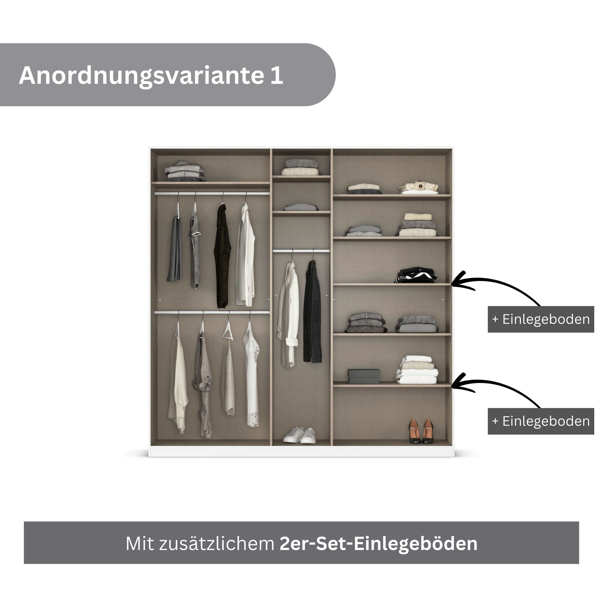 rauch Drehtürenschrank »Kleiderschrank Kleiderschränke Schrank Garderobe AGORDO mit Glasfront«, (in zwei Griff-Farben), durchdachte Innenausstattung, in 6 Breiten und 2 Höhen MADE IN GERMANY