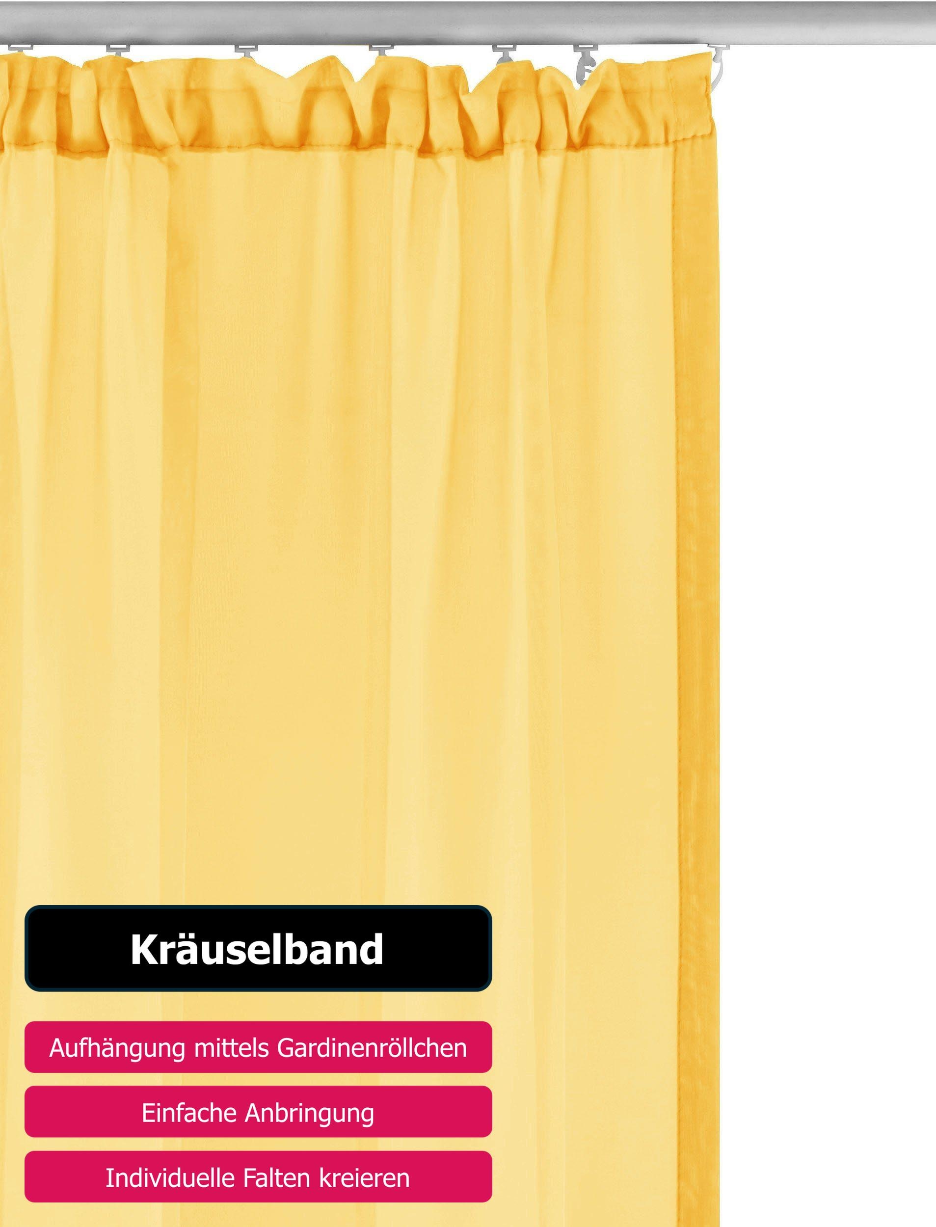 my home Gardine »XANA mit Ösen, Kräuselband oder Schlaufen«, (1 St.), Bestseller, einfarbig, 1 bzw. 2 Schals, pflegeleicht, Schal