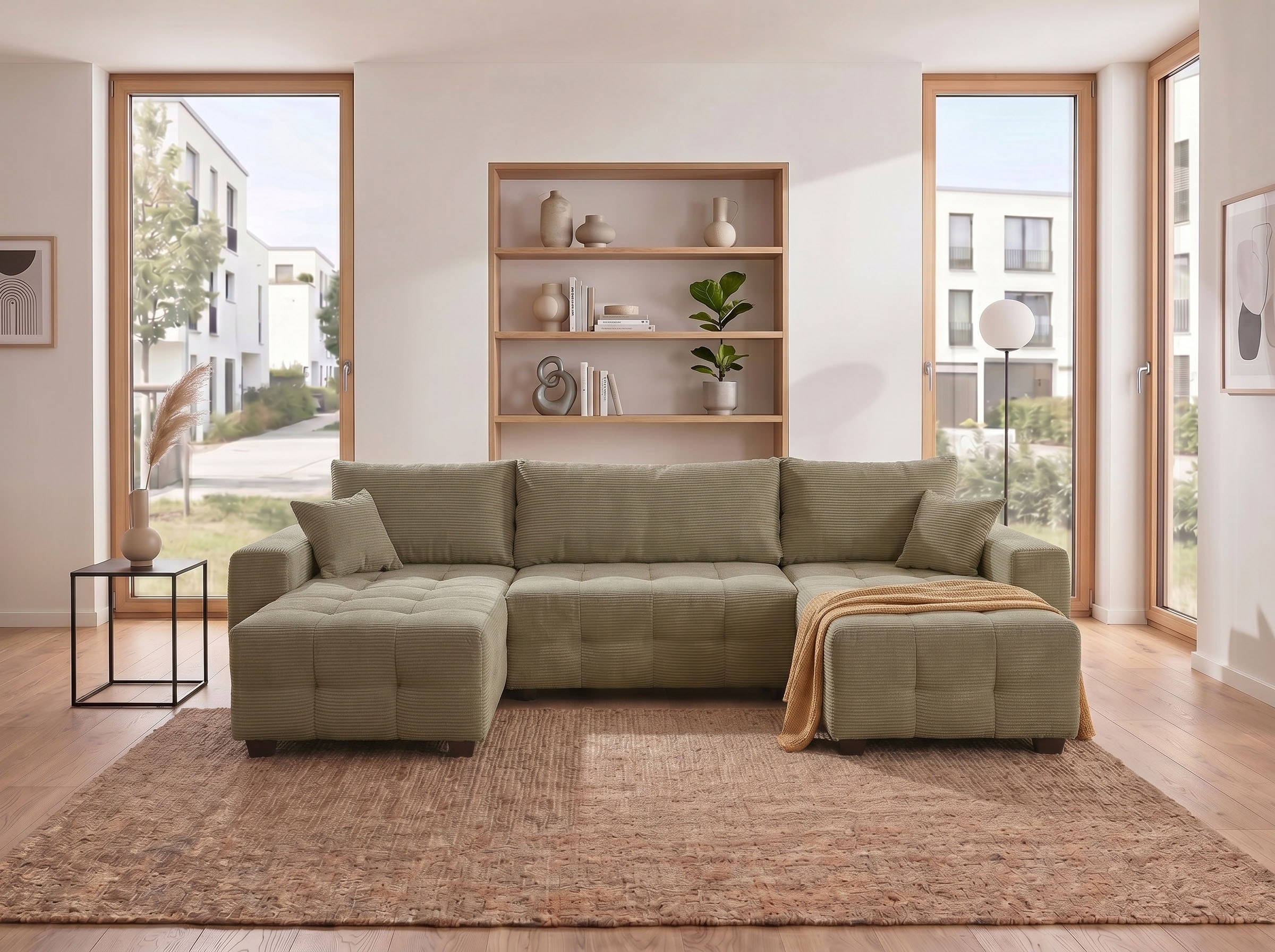 OTTO home Wohnlandschaft »Bella U-Form, B: 314 cm, inkl. Schlaffunktion, auch in Cord« inkl. Bettkasten, Bonellfederkern, extra große Liegefläche: 269x135cm