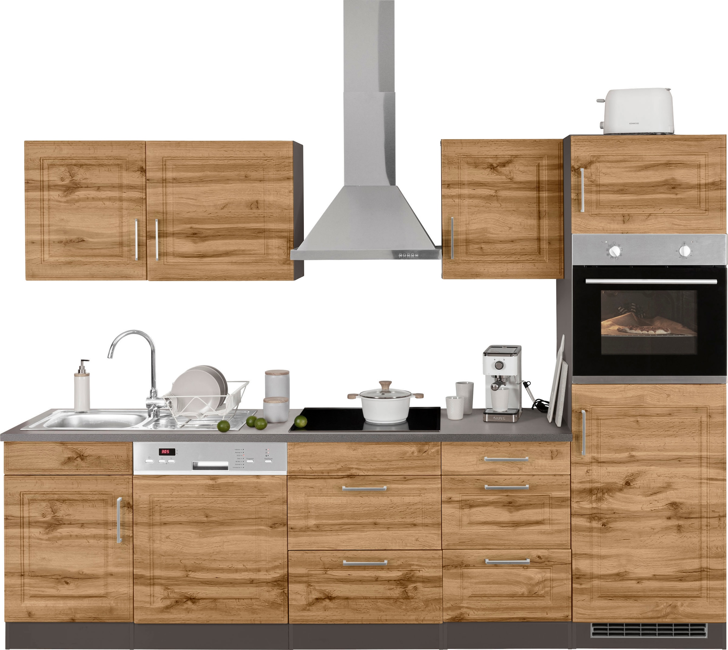 HELD MÖBEL Küchenzeile »Stockholm«, Breite 280 cm, mit hochwertigen MDF  Fronten im Landhaus-Stil online kaufen