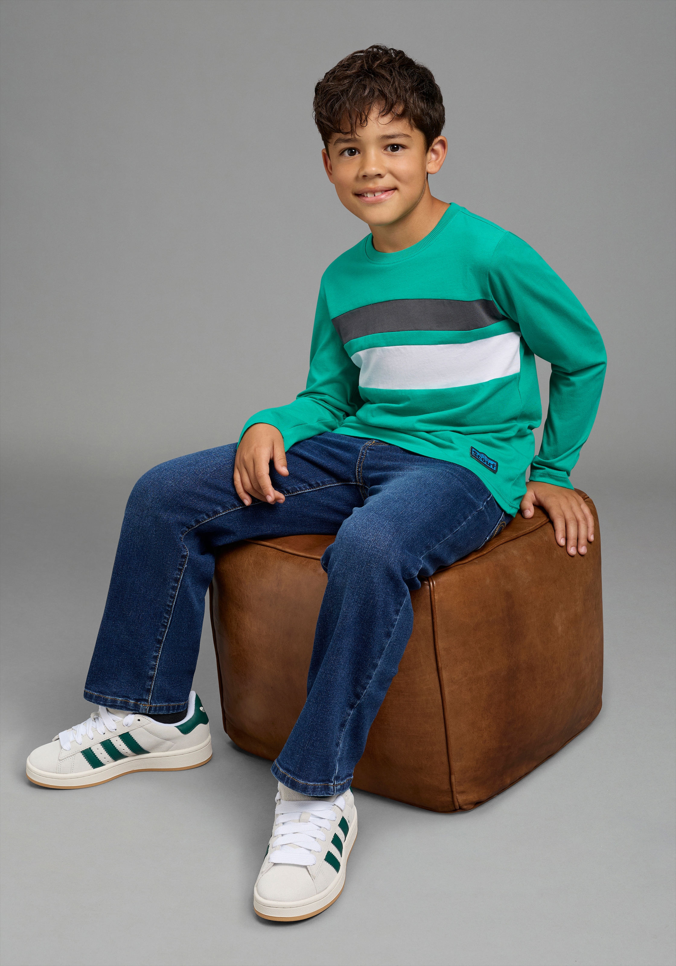 Scout Langarmshirt »3er Packung Shirt mit Kontrast-Einsätzen« Packung, 3,  Hüftlange Schnittform, Langarm, modischer Stil