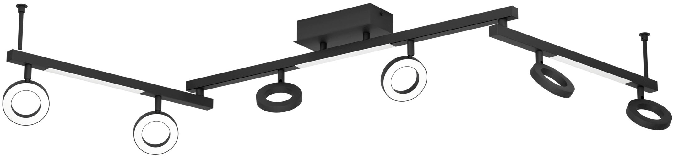 EGLO Deckenspot »CARDILLIO 1 Spotlampe - Alu, Stahl - LED;LED - 6X3,2W;3X3,3W - IP20« LED-Modul 1 Stk. Warmweiß Wandleuchte, Wandspot, schwenkbar, Strahler, L158,5 x B8,5 x H19,5 cm