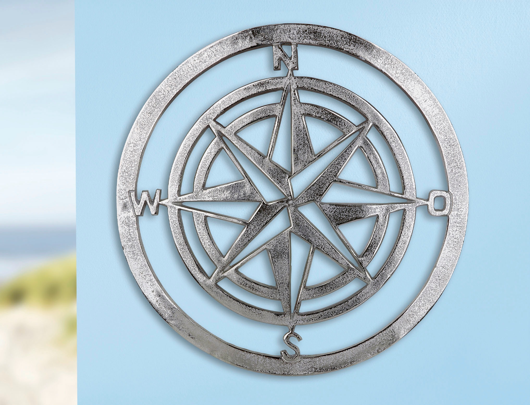 GILDE Wanddekoobjekt »Wandrelief Windrose, silber«, (1 St.), Wanddeko, Ø 50 günstig online kaufen