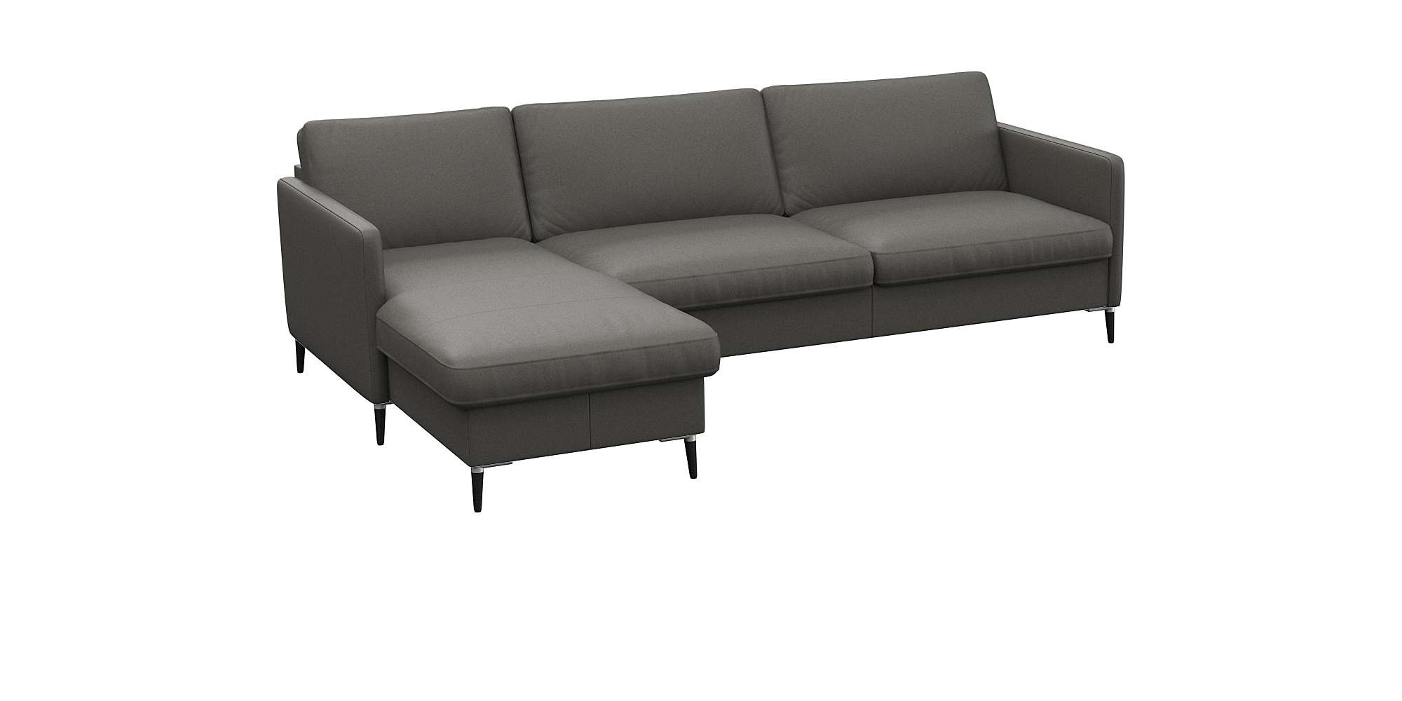 FLEXLUX Ecksofa »Fiore, L-Form«, schmale Armlehnen, Kaltschaum, Füße Alu+sc günstig online kaufen