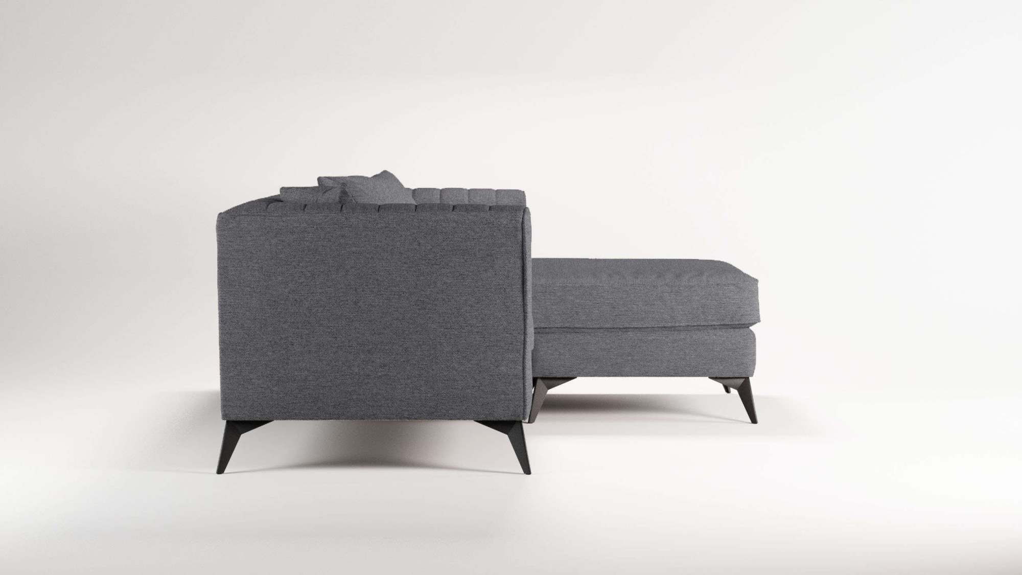 Places of Style Ecksofa »MATTHEW L-Form ideal für kleine Räume, Maße B/T/H: 201/162/74 cm«, elegantes Designsofa, feine Steppung im Rücken, incl. Zierkissen