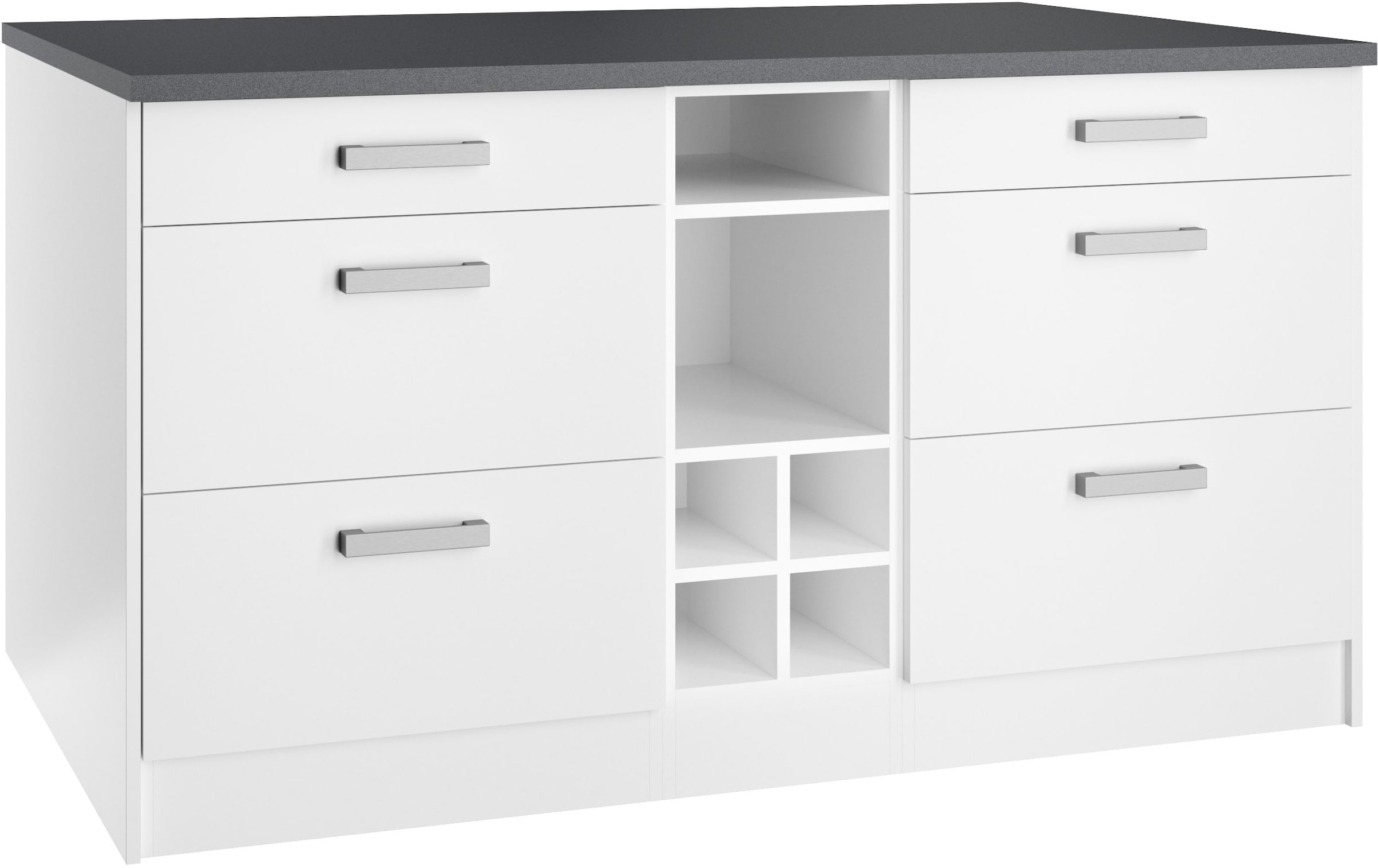 KOCHSTATION Kücheninsel »KS-Toronto«, Breite 153 cm, MDF-Fronten, Flaschenregal