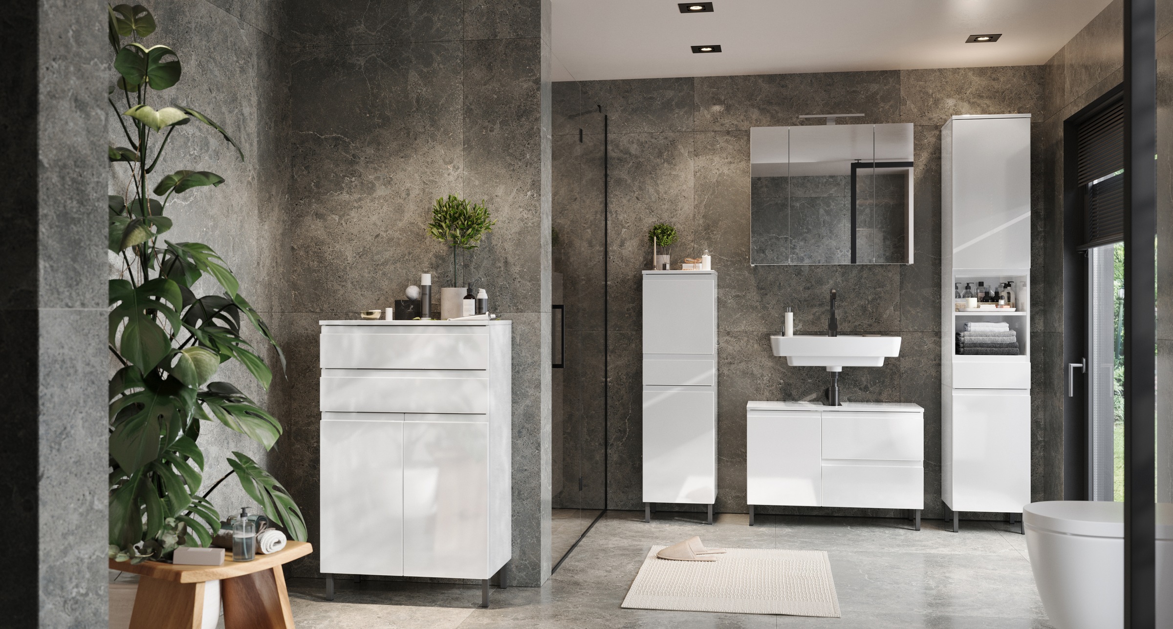 GERMANIA Badmöbel-Set »Scantic«, (5 St.), bestehend aus Kommode, Schrank, H günstig online kaufen