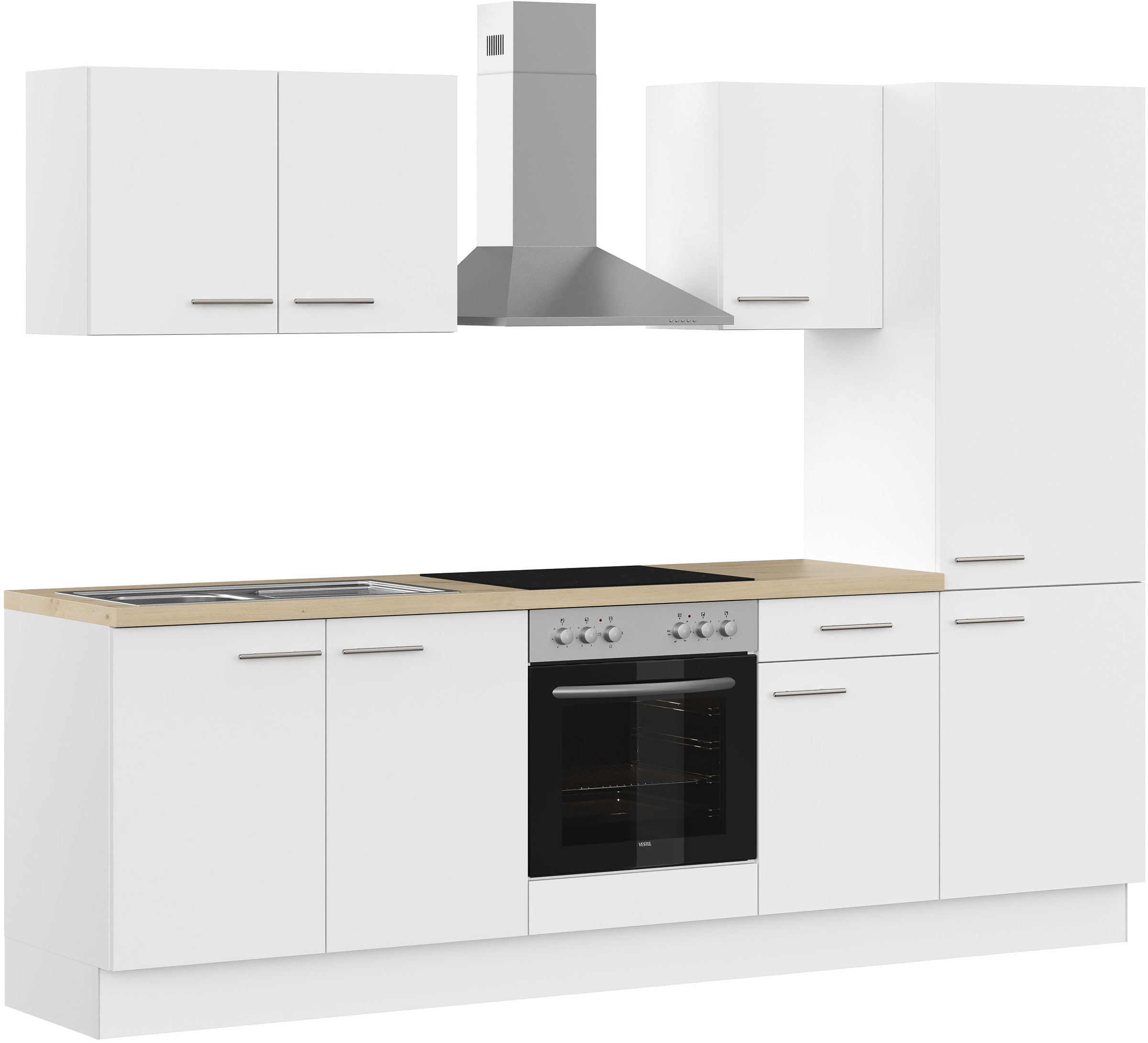 IMPULS KÜCHEN Küchenzeile »"Tirana", Ausrichtung wählbar, Schubkästen mit Soft-Close«, vormontiert, wahlweise mit E-Geräten, mit Vollauszug, Breite 270 cm