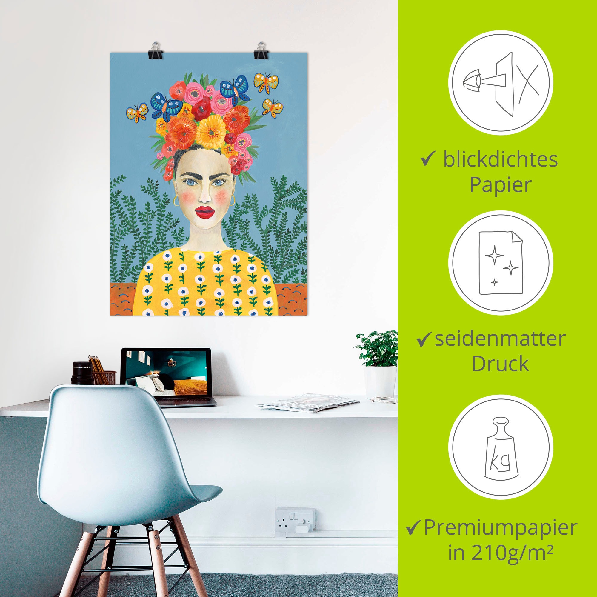 Artland Wandbild »Frida-Kopfschmuck I«, Bilder von Frauen, (1 St.), als Leinwandbild, Poster, Wandaufkleber in verschied. Größen