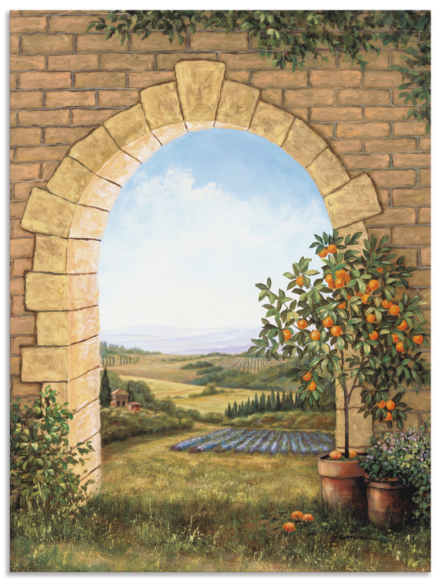 Artland Wandbild "Orangenbaum vor dem Torbogen" Fensterblick 1 Stk. tlg. al günstig online kaufen