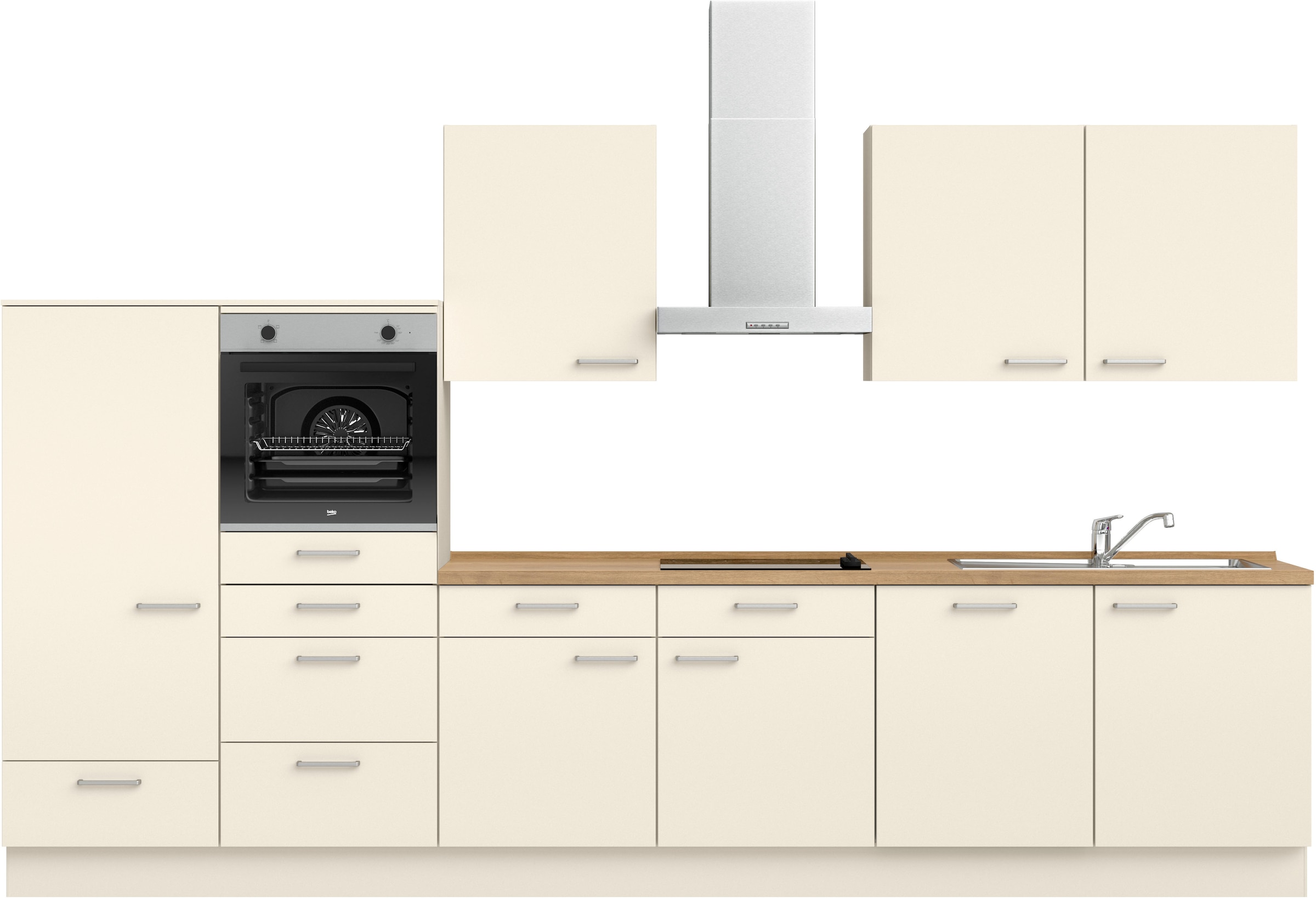 nobilia® Küchenzeile »"Touch I", NEU: individuell anpassbar mit gratis Profi-Beratung« vormontiert, Breite 360 cm, Ausrichtung wählbar, wahlw. mit E-Geräten