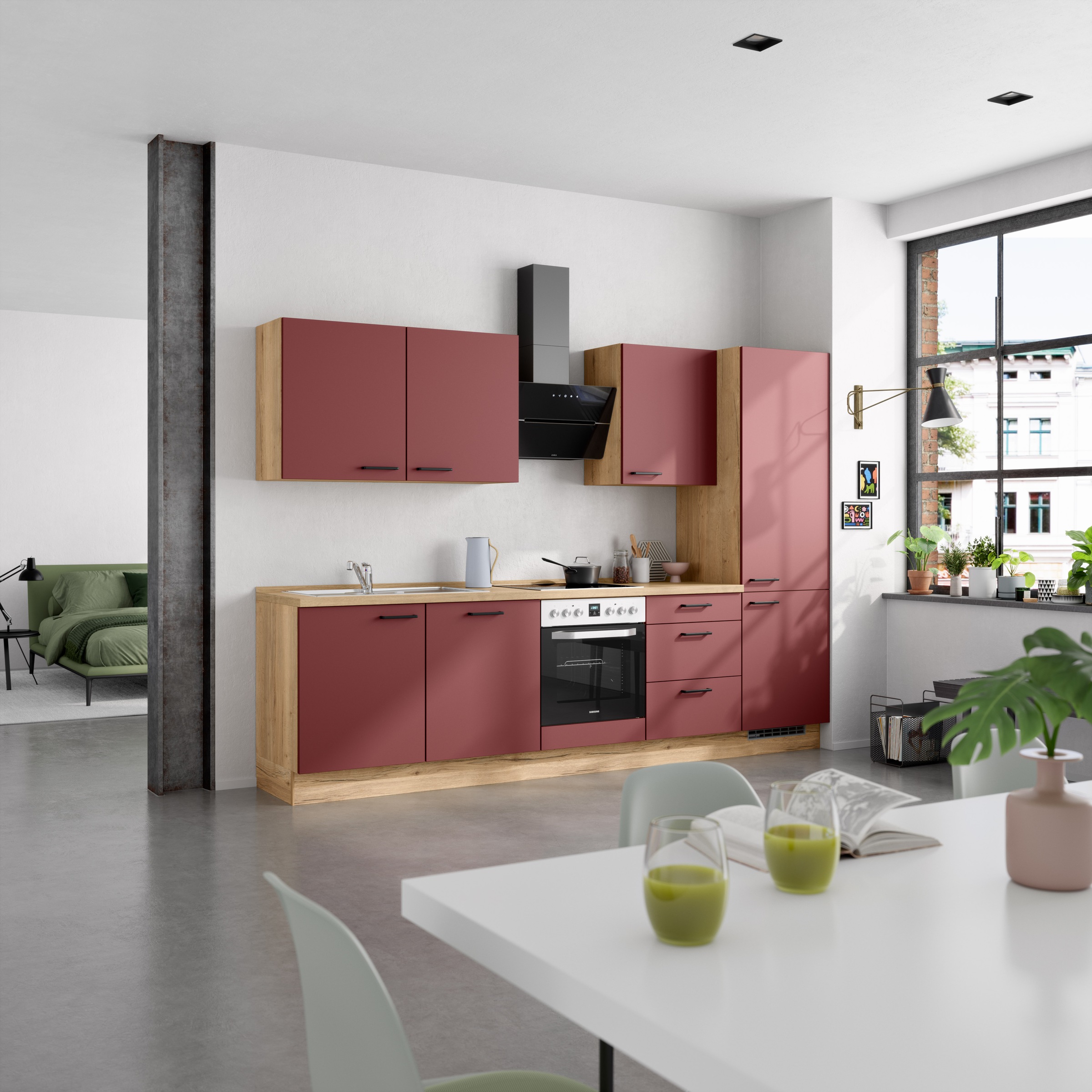 nobilia® Küchenzeile »"Easytouch II", NEU: individuell anpassbar mit gratis Profi-Beratung« vormontiert, Breite 300 cm, Ausrichtung wählbar, wahlw. mit E-Geräten