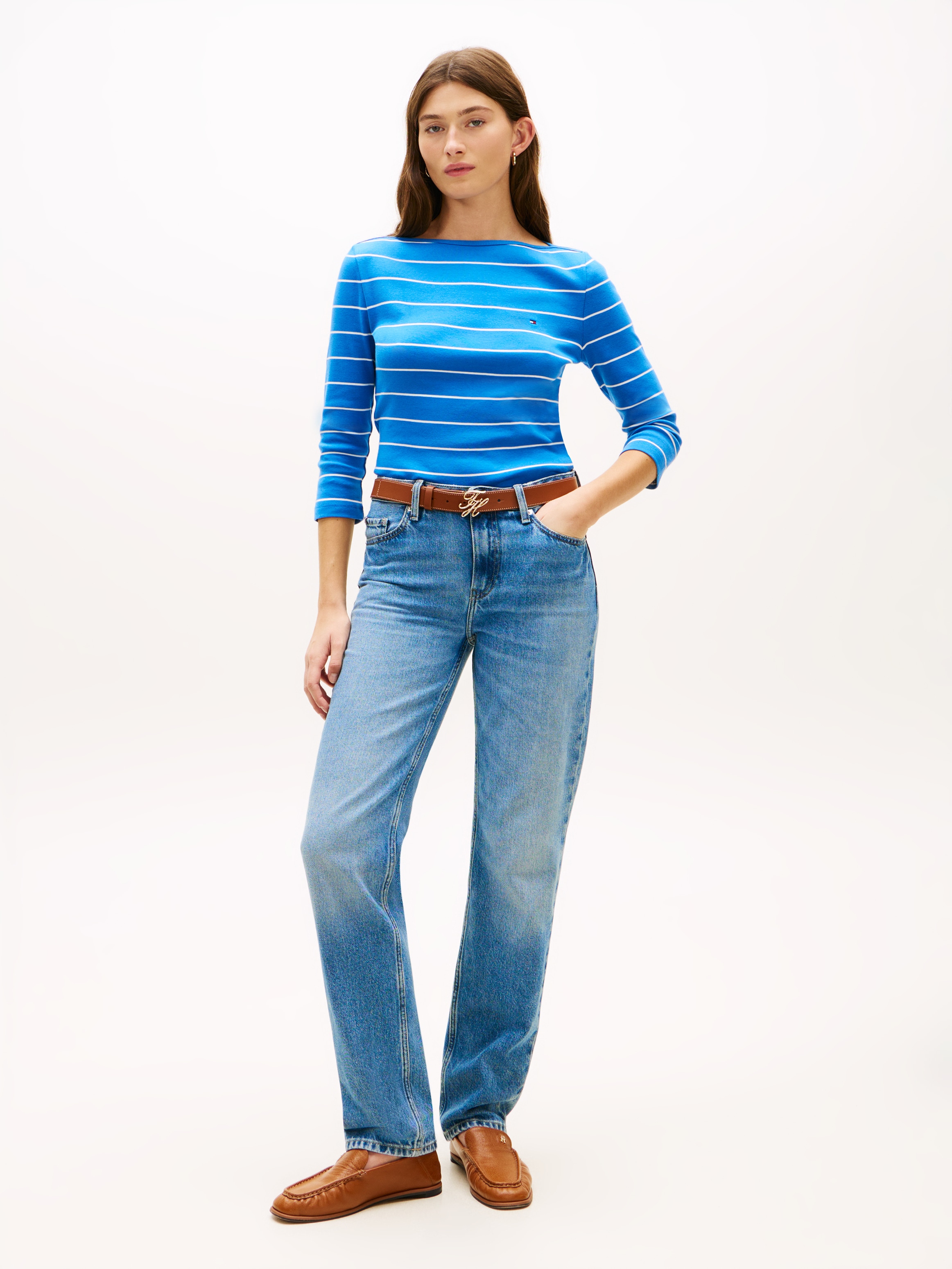 Tommy Hilfiger 3/4-Arm-Shirt »NEW CODY SLIM BOAT-NECK« mit Logostickerei
