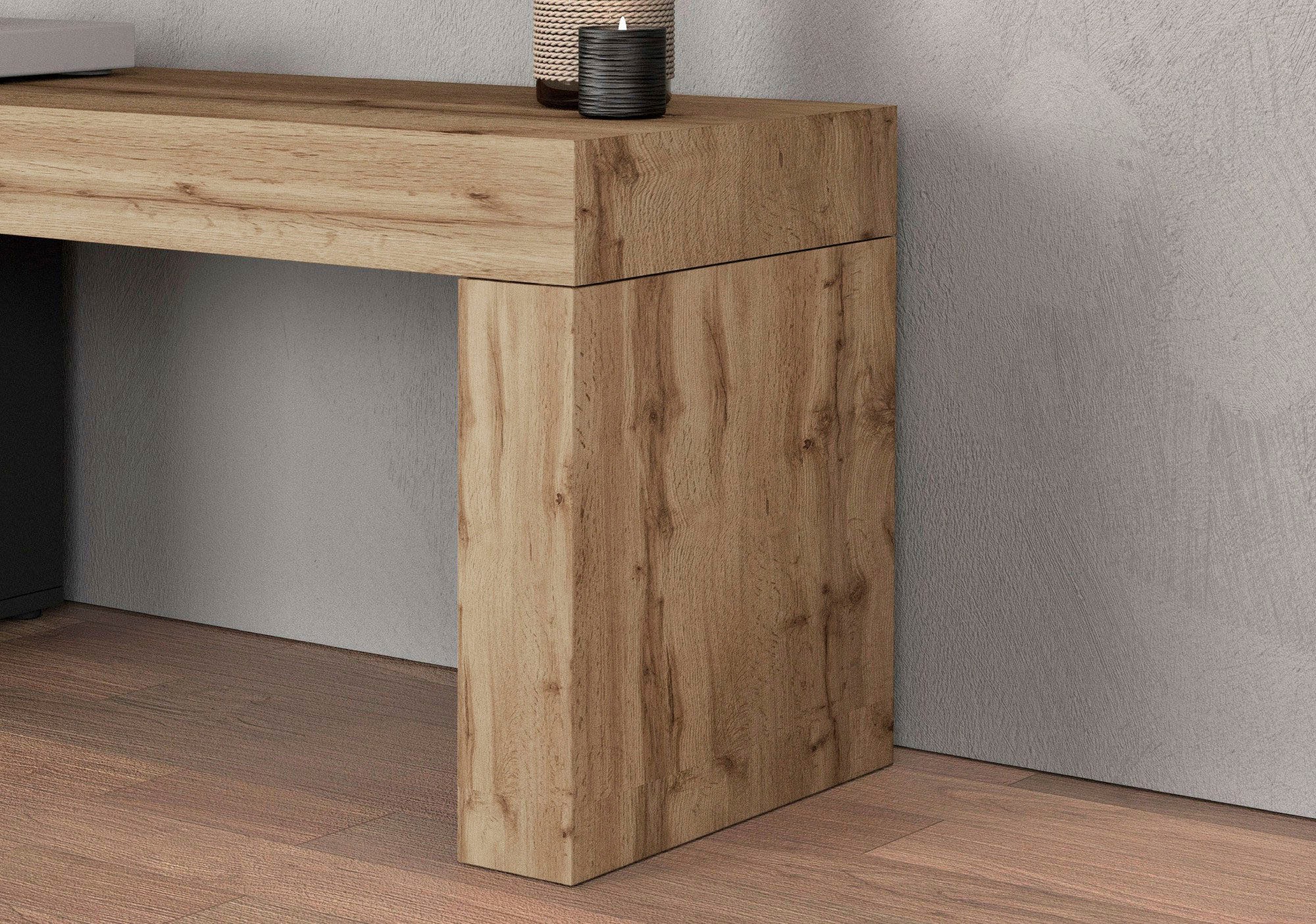 INOSIGN Lowboard »Chronos TV-Board, TV-Schrank«, (1 St., Breite verstellbar von 190 bis 350 cm), Breite 270 cm TV-Board,Lowboard,1 Klappe und ein L-Förmiger Aufsatz