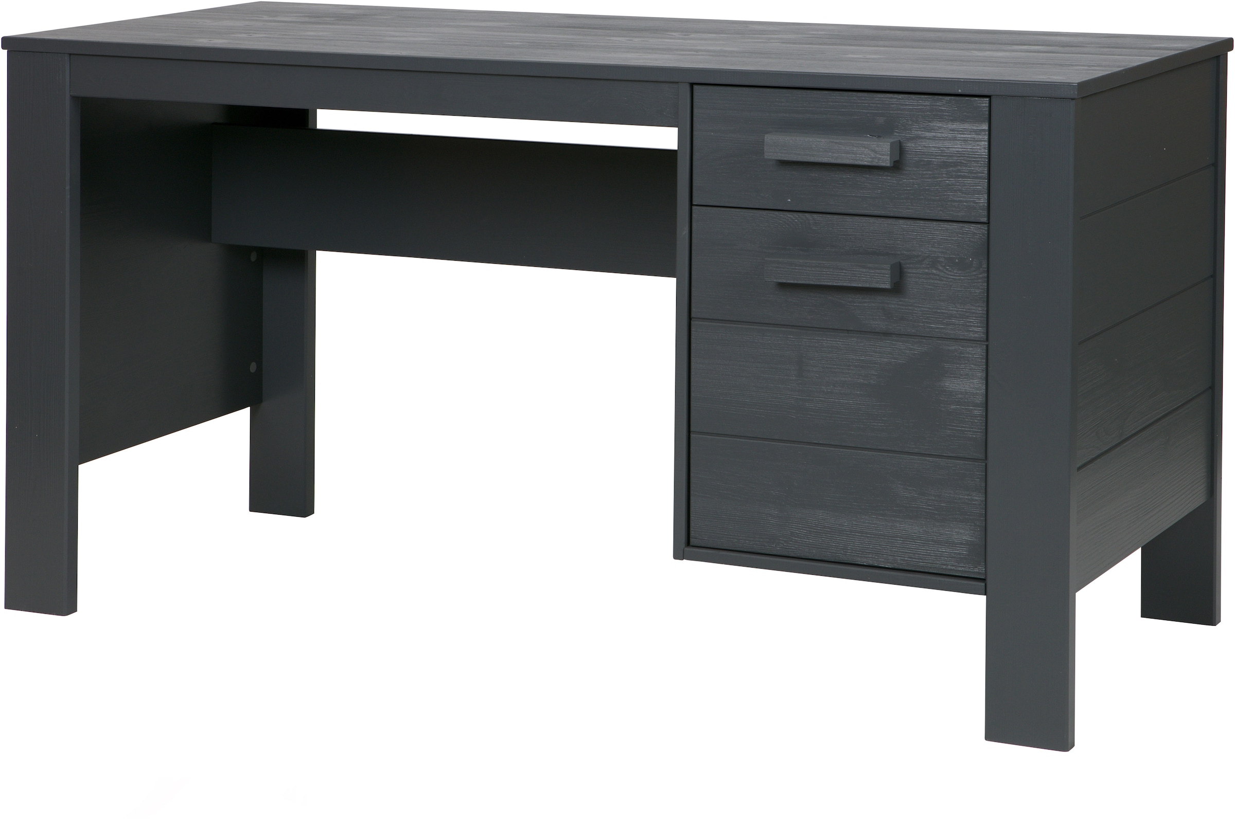 WOOOD Schreibtisch »Julius FSC®-Kiefernholz, gebürstet, mit zwei Schubladen 141x59x74 cm« Gebürstete Oberfläche, sichtbare Maserung, wasserbasiert lackiert