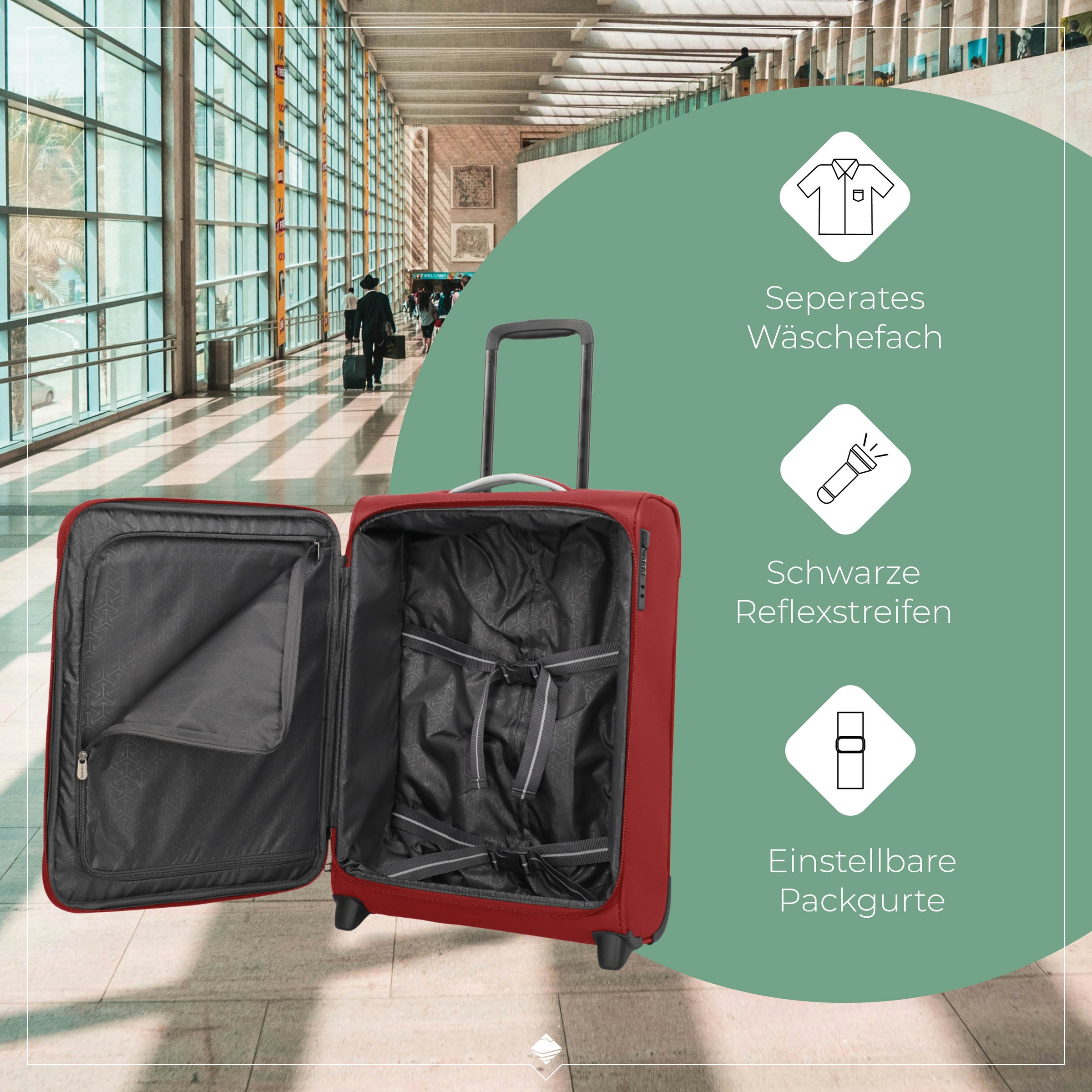travelite Handgepäck-Trolley »JETPACK Multi Light 2 Cabin, konzipiert für Condor & Ryanair«, 4 Rollen, Weichgepäck-Koffer Handgepäck für die meisten gängigen Airlines