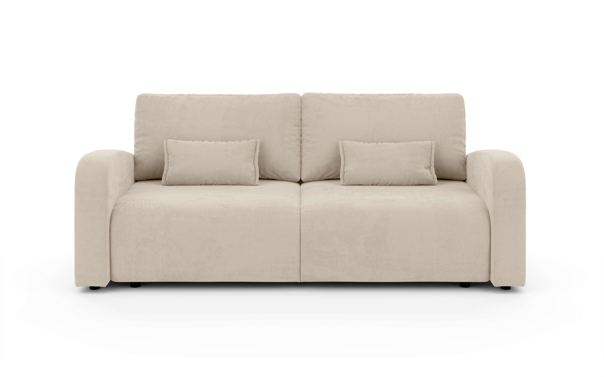 INOSIGN 3-Sitzer »JIGGS wahlweise Schlafsofa mit Bettkasten, Maße B/H/T: 228/96/110 cm«, Sofa mit Wellenunterfederung, enthält 2 Rückenkissen und 2 Zierkissen